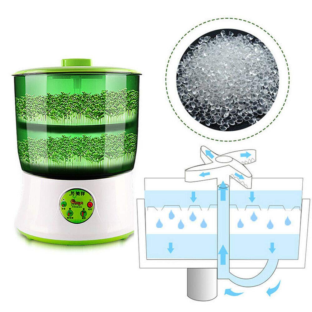 Automatic 2-Layer Bean Sprout Maker Machine - 110V Smart Electric Seed Sprouter for Healthy Homegrown Sprouts | Perfect for Kitchen, Vegan Diet & Organic Gardening