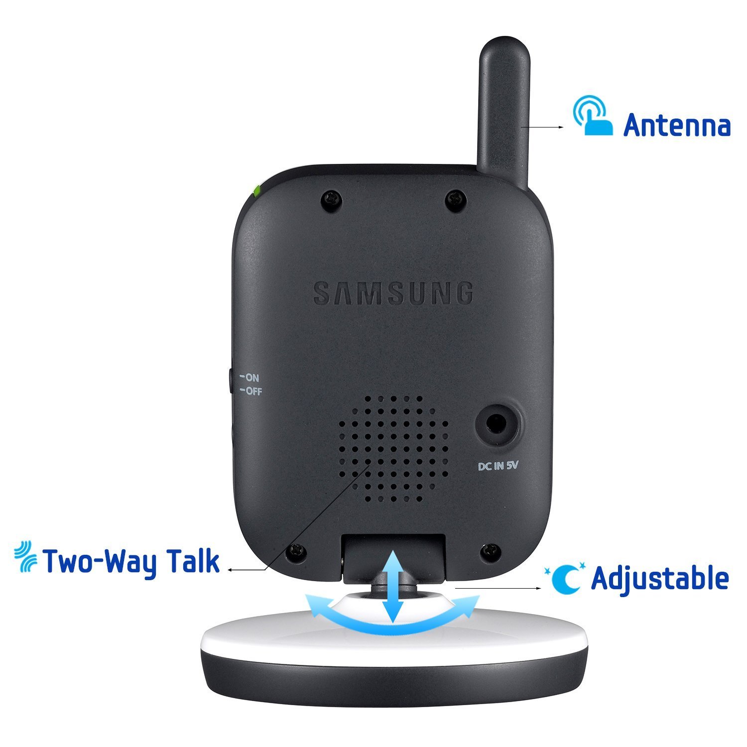 Samsung SEW-3036W White Baby Monitor with HD Camera & Night Vision - Wireless Baby Monitoring System for Nursery, Bedroom & Travel