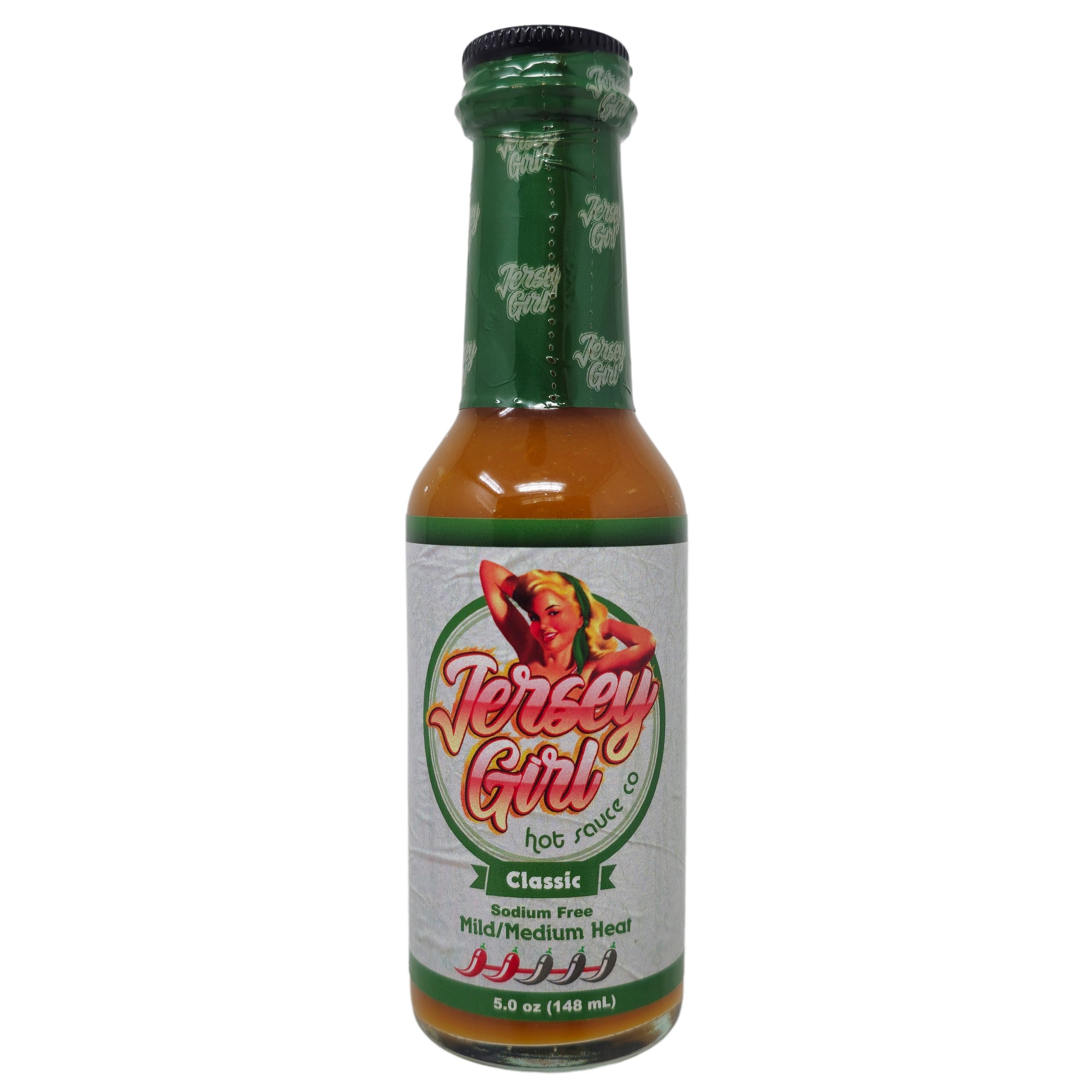 Jersey Girl Classic Hot Sauce - Sodium Free, Gluten-Free, Vegan - 5oz Bottle - Perfect for Tacos, Wings, and BBQ