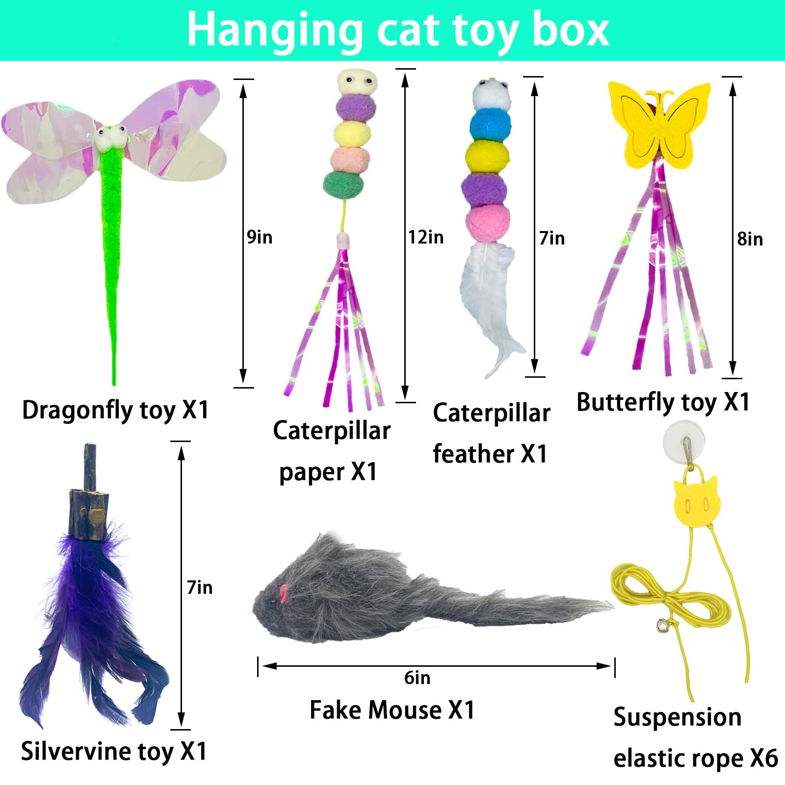 Interactive Cat Toys for Indoor Play - 6 Pack Retractable Hanging Door Feather Toys for Kittens, Fun Exercise & Hunting Chase Games - Perfect for Playtime, Training & Bonding with Your Feline Friend
