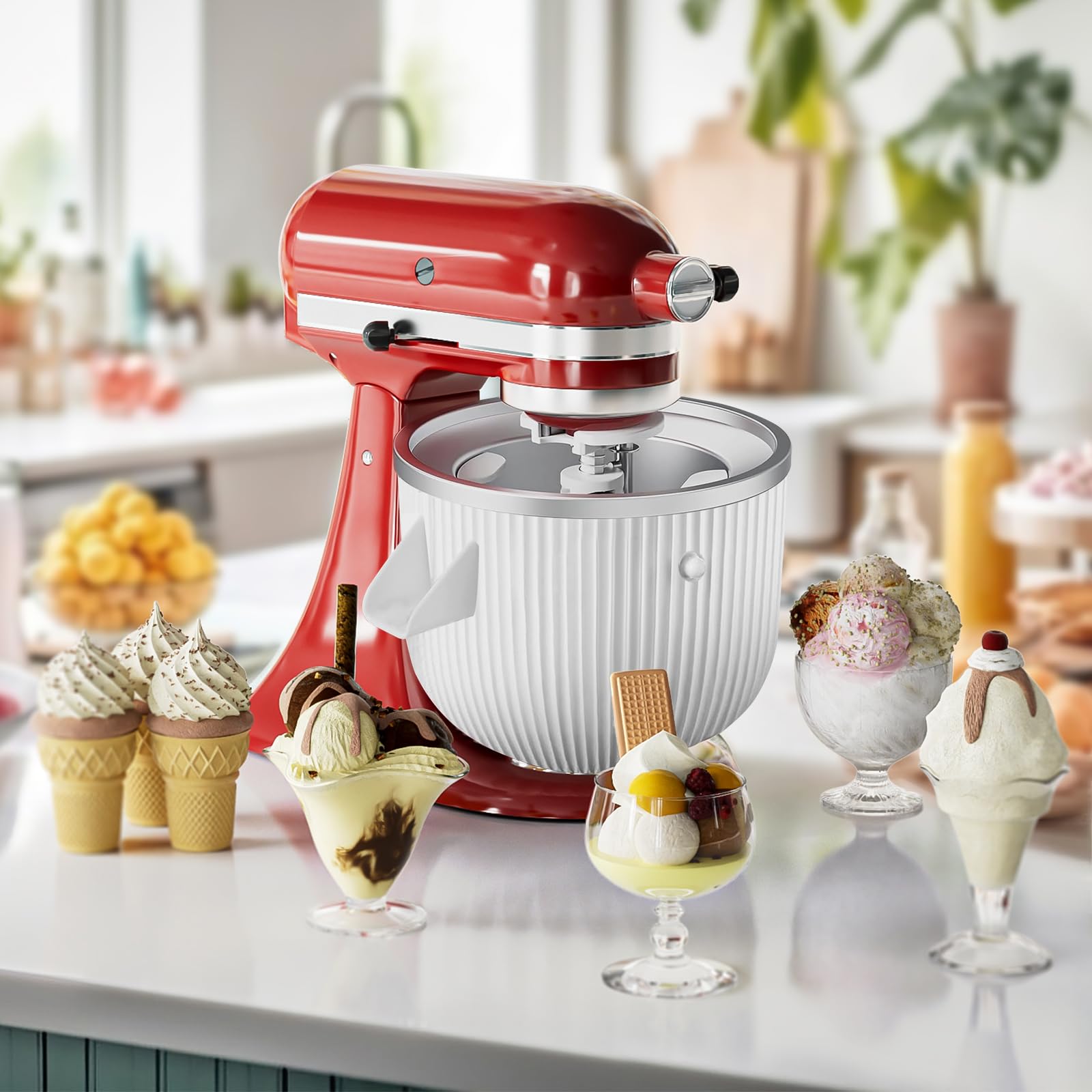 KitchenAid Ice Cream Maker Attachment - 2-Quart Frozen Dessert Maker for Stand Mixers, Fits 4.5-7Qt Models (Tilt-Head & Bowl-Lift), Perfect for Homemade Ice Cream, Sorbet & Gelato - Ideal for Summer Treats & Family Gatherings
