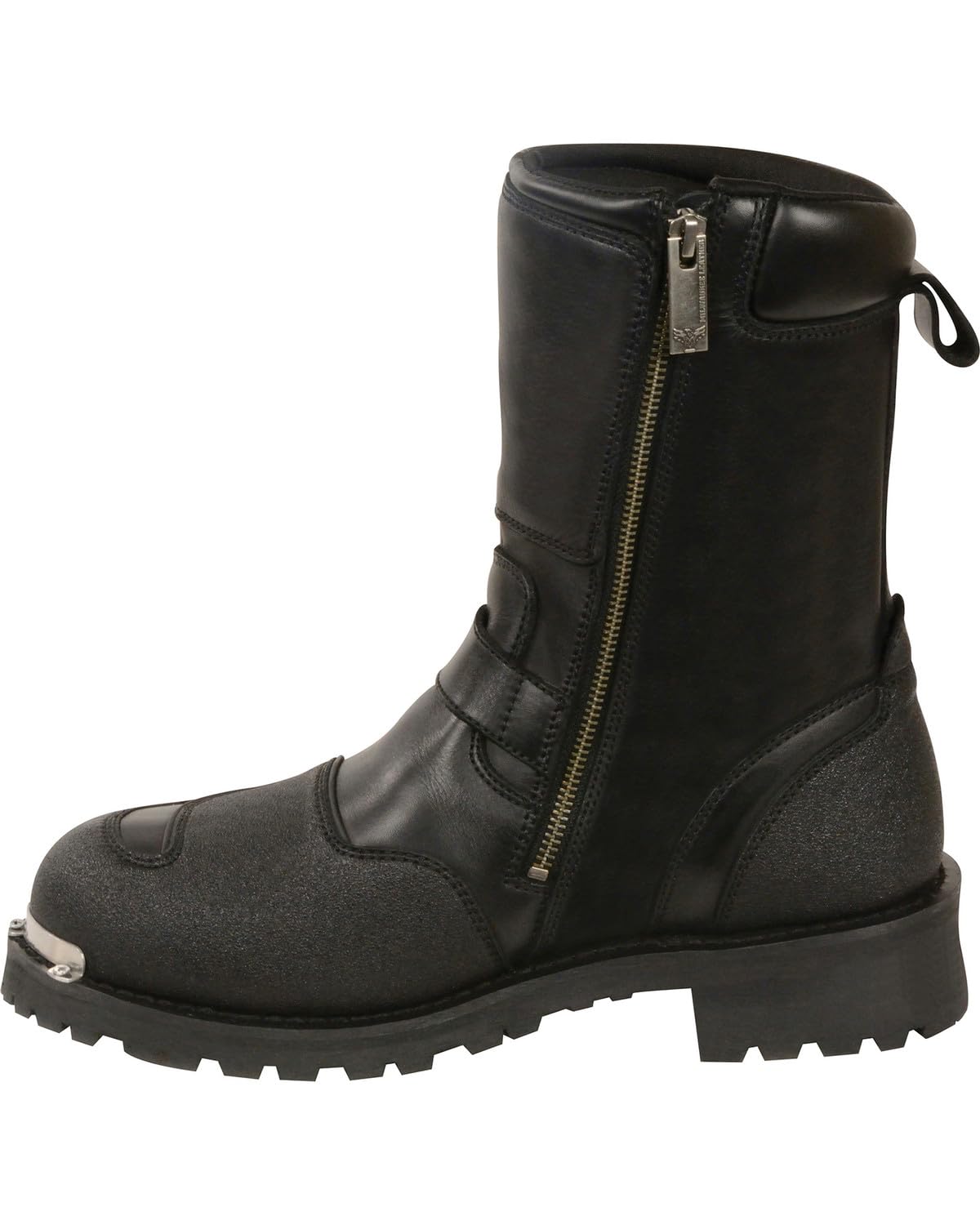 Milwaukee Leather Men's Reflective Piping Gear Shift Protection Boot - Round Toe Black Size 7 | Motorcycle Riding Safety Footwear for Cruiser & Touring Bikes