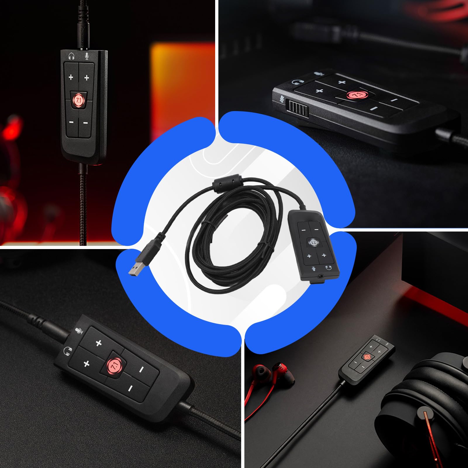 USB to 3.5mm Audio Adapter for Kingston Cloud II Gaming Headset - 7.1 Channel USB Sound Card Compatible with PS5, Xbox Series X/S - Perfect for Gaming, Streaming & Virtual Meetings