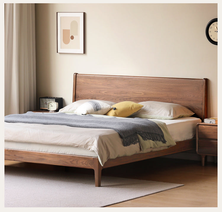 Solid Black Walnut Wood Bed Frame - Queen Size, Natural Wood Grain, Sturdy Platform Bed - Perfect for Modern, Farmhouse & Rustic Bedroom Decor