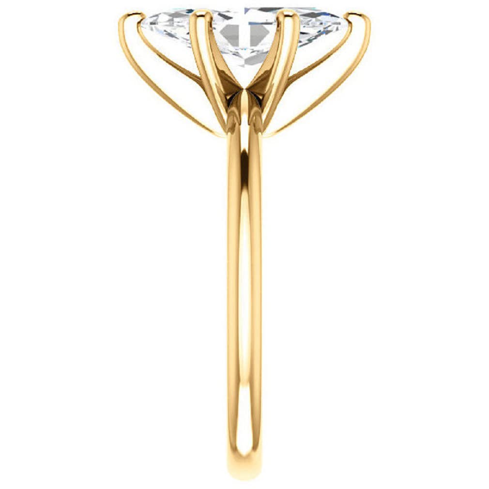 10K Solid Yellow Gold Handmade Marquise Cut Moissanite Engagement Ring - 1 CT Solitaire Wedding Band Set for Women, Her Proposal Ring | Perfect for Bridal Jewelry, Anniversary Gifts & Special Occasions