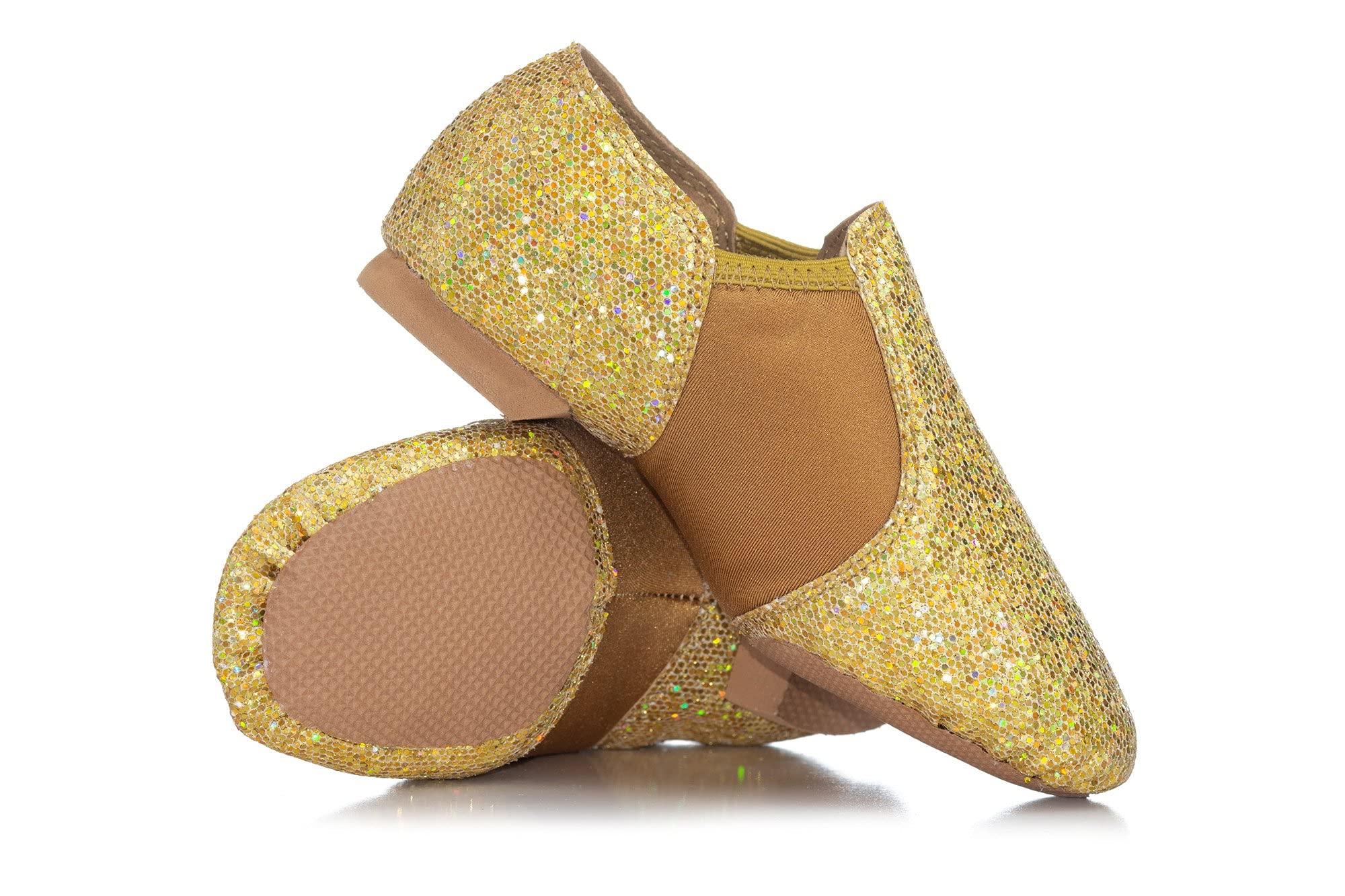 Double Platinum Glitter Jazz Shoes for Girls - Perfect for Dance Performances, Competitions & Practice