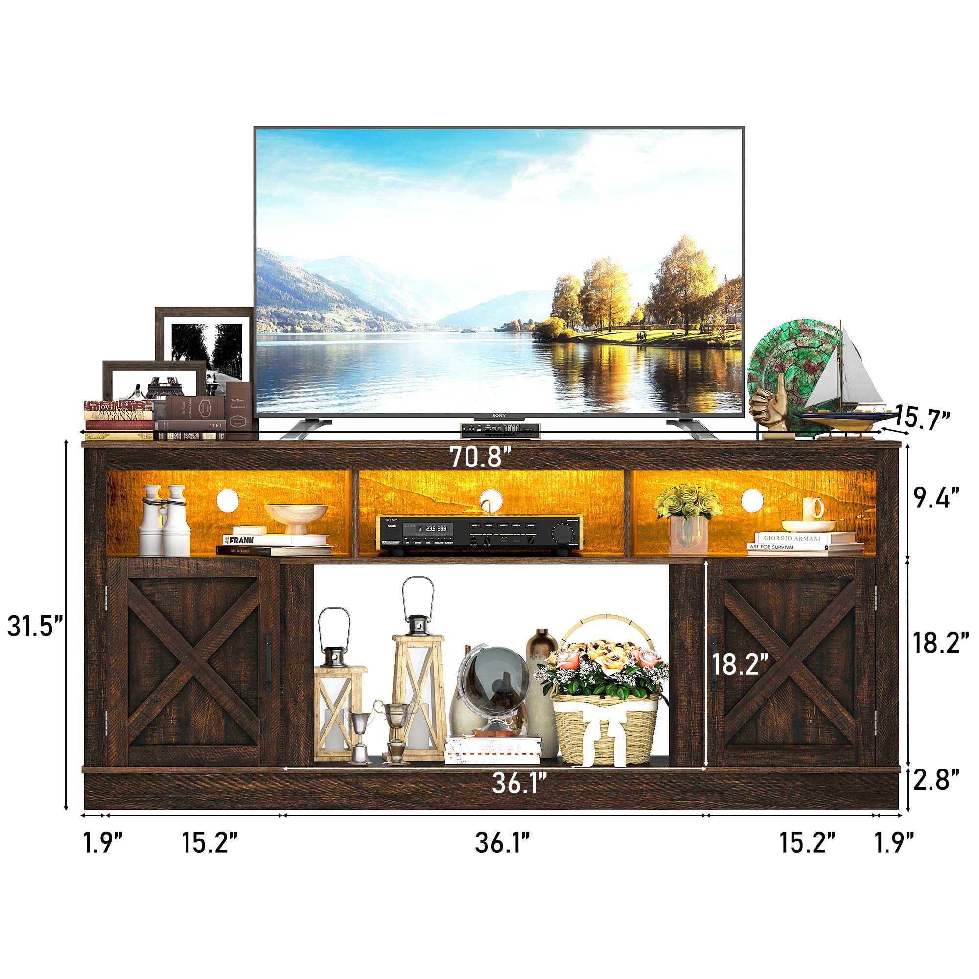Farmhouse TV Stand for 70/75/80 Inch TVs - 32
