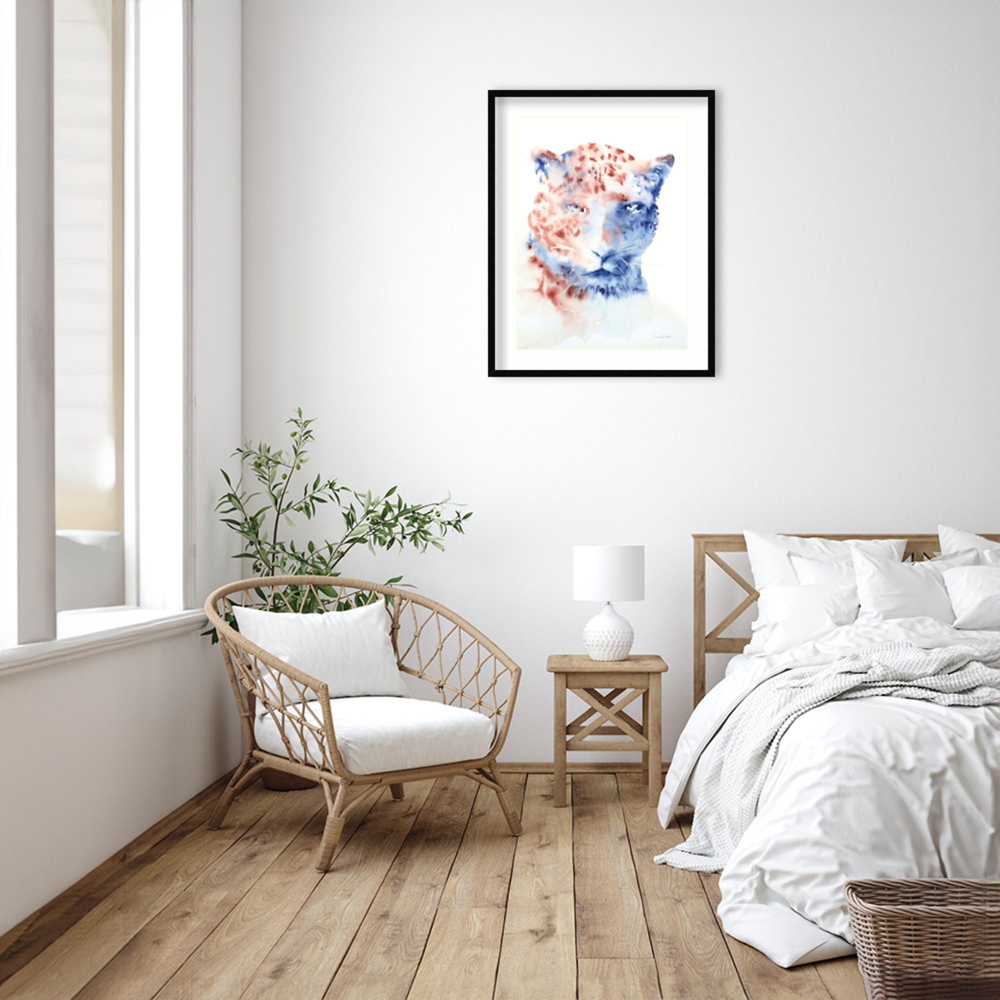 Amanti Art Framed Wall Art Print 33x26 - Copper & Blue Cheetah Abstract Painting by Aimee Del Valle | Modern Contemporary Decor | Large Poster Artwork for Living Room, Bedroom, Bathroom | Perfect for Home Office, Dining Room & Entryway Wall Decor
