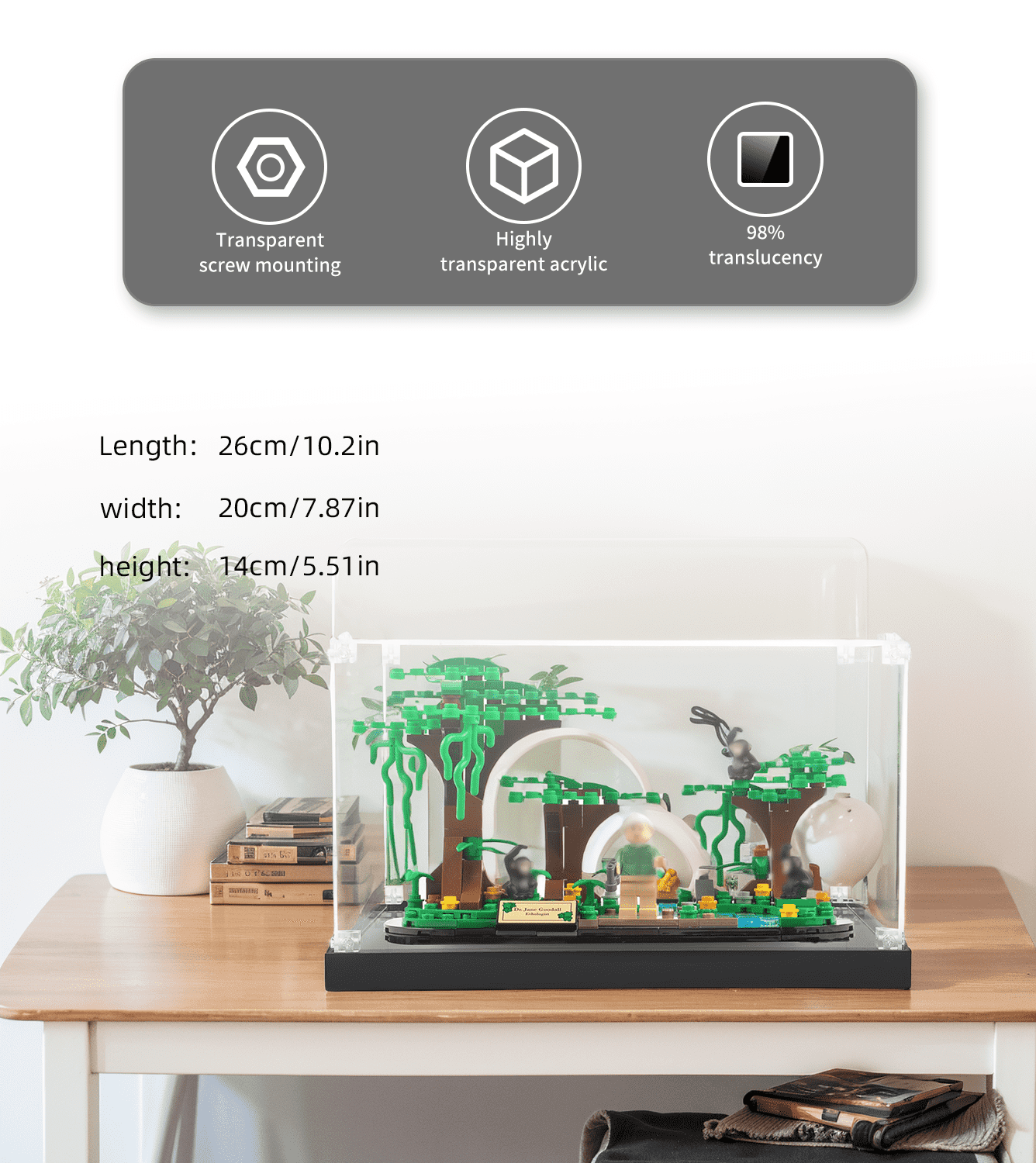 LEGO Creator Jane Goodall Tribute 40530 Display Case - Premium Acrylic Showcase for LEGO Collectibles | Perfect for Home Office Decor & Gift Giving