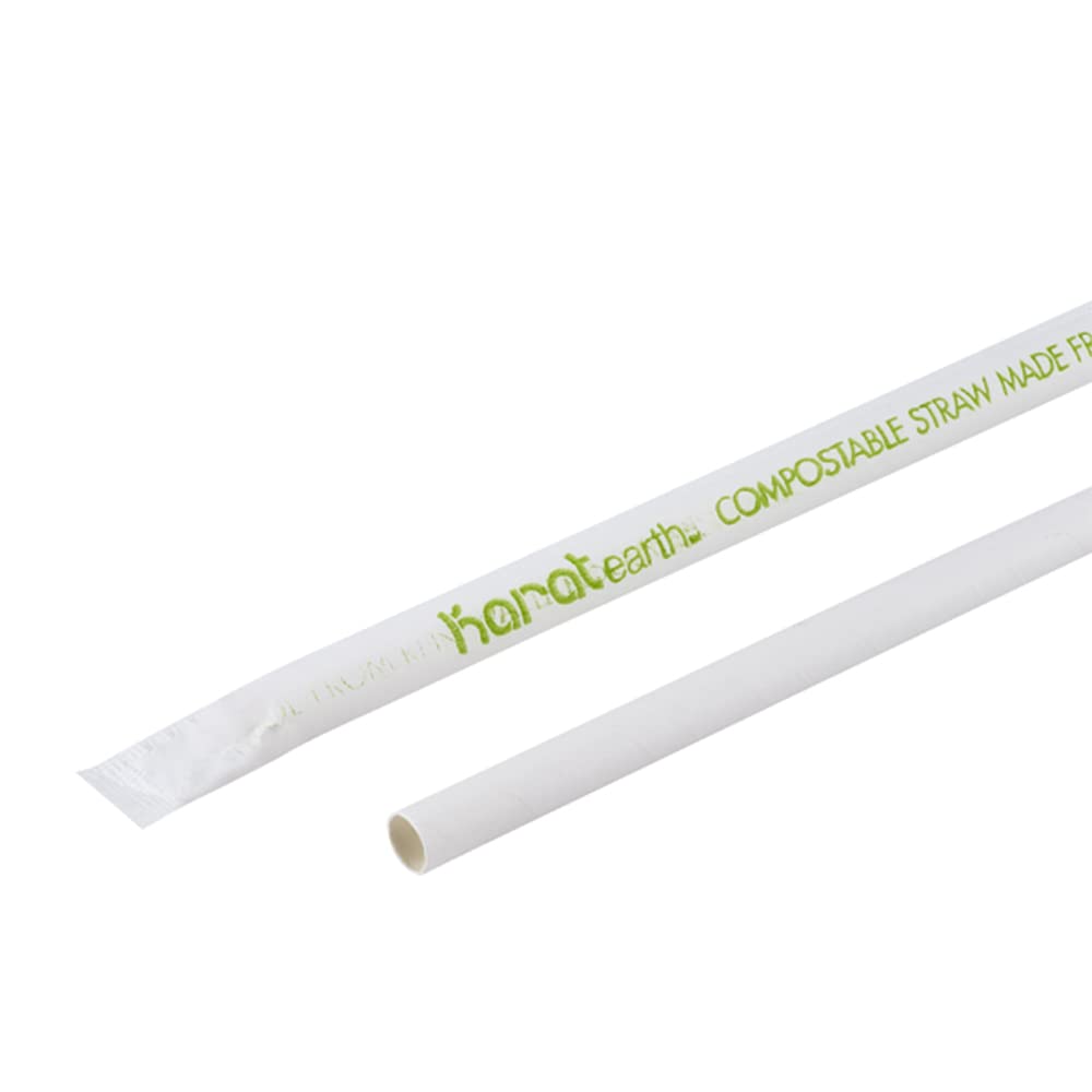 Karat Earth KE-C9340W 9-Inch Extra Large Biodegradable Paper Straws (7mm Diameter) - Eco-Friendly White Drinking Straws for Parties, Restaurants & Sustainable Events