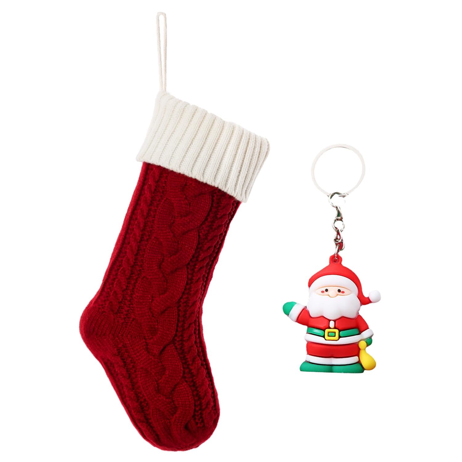 18 Inch Classic Cable Knit Christmas Stockings Set - Large Fireplace Hanging Stockings for Kids & Family - Holiday Party Decorations (Red & White, 1 Pack) | Perfect for Xmas Tree Decor, Mantel Display & Gift Giving