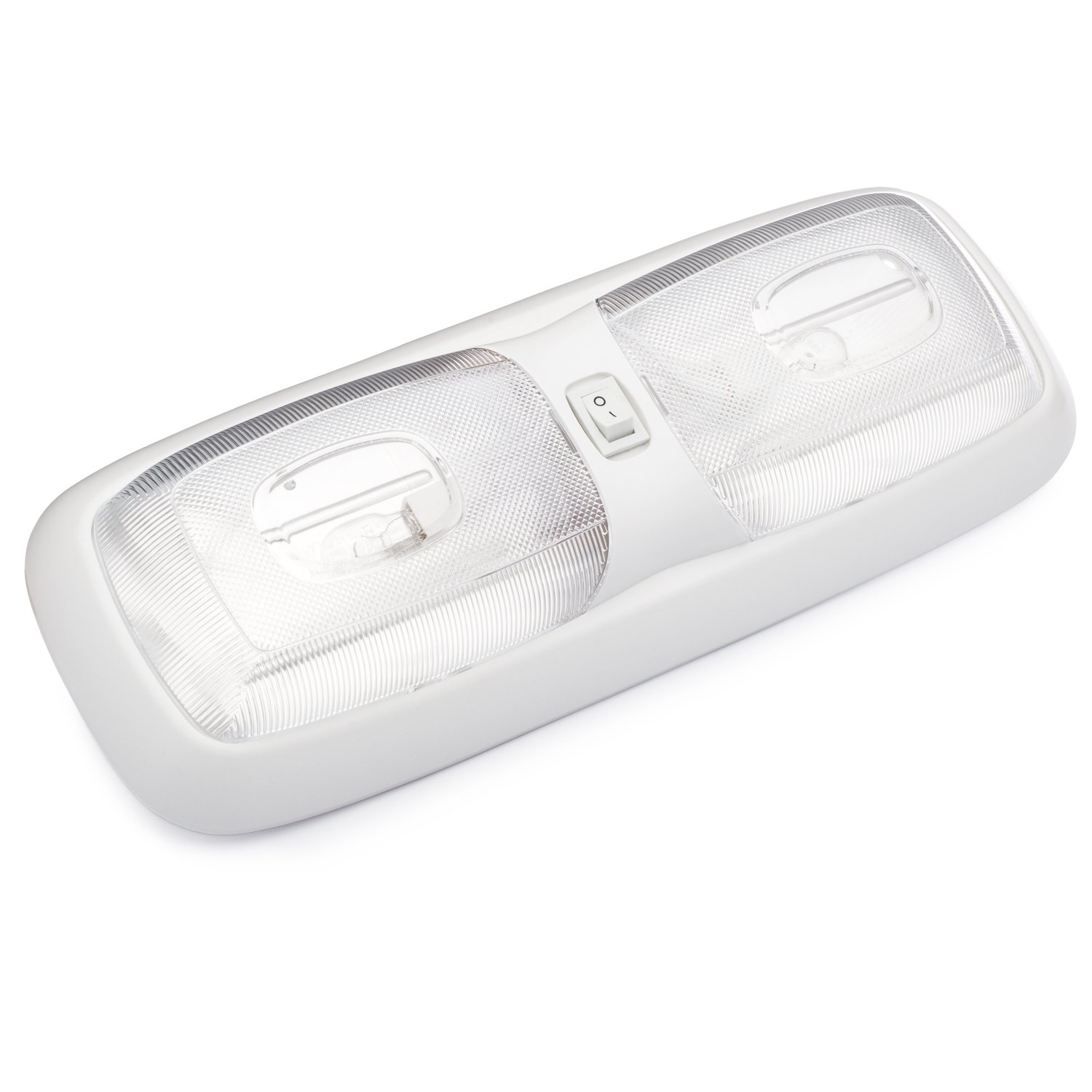 Lumitronics RV Euro Style 12V Interior Double Dome Light with On/Off Switch - Waterproof LED Camper Lighting for Trailers, Motorhomes & Boats - Perfect for Nighttime Reading and Interior Illumination