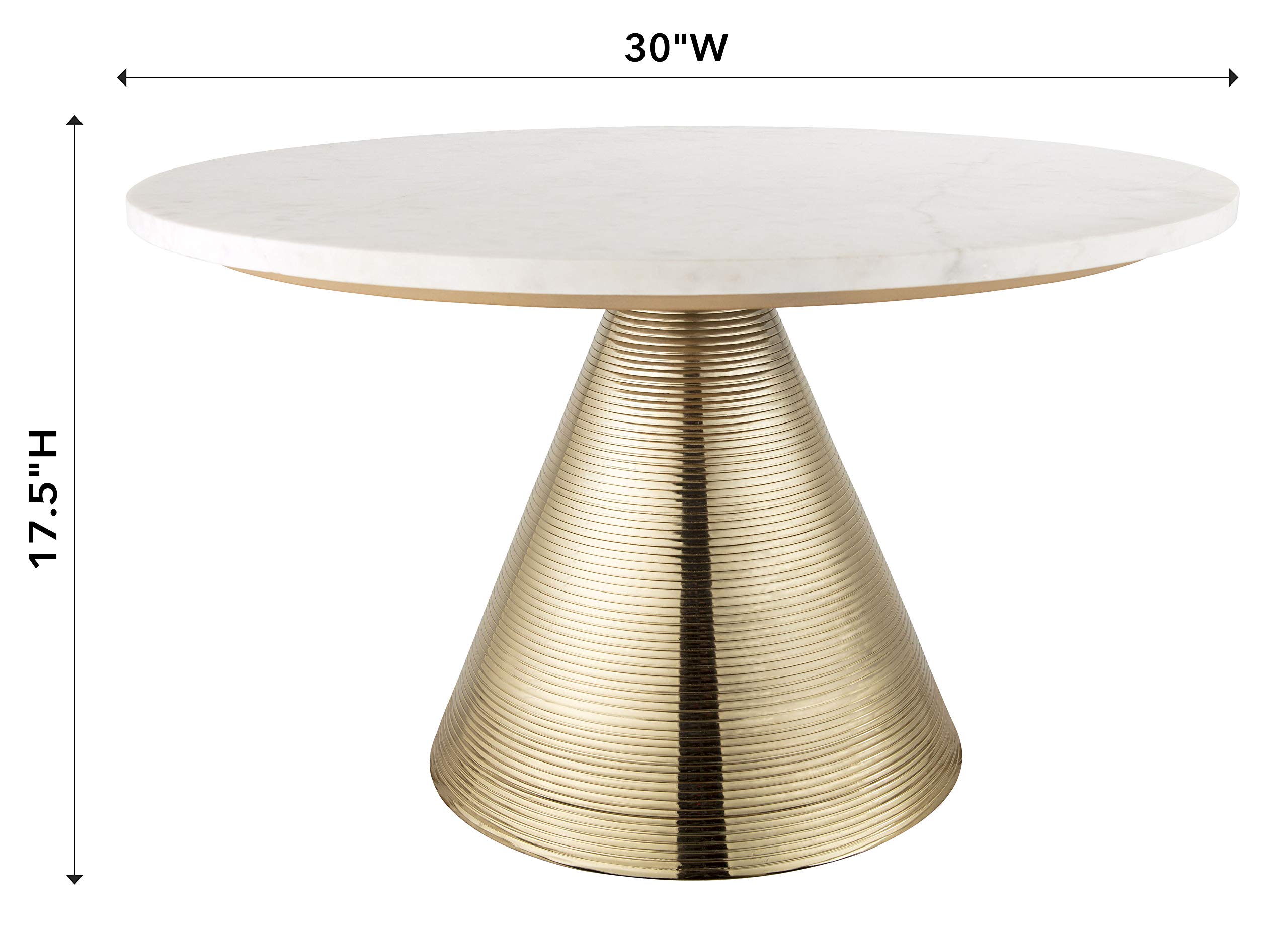 TOV Furniture Tempo Modern Round Marble Coffee Table with Gold Base - 30 Inch White Marble Top - Luxury Living Room Center Table for Home Decor & Entertaining