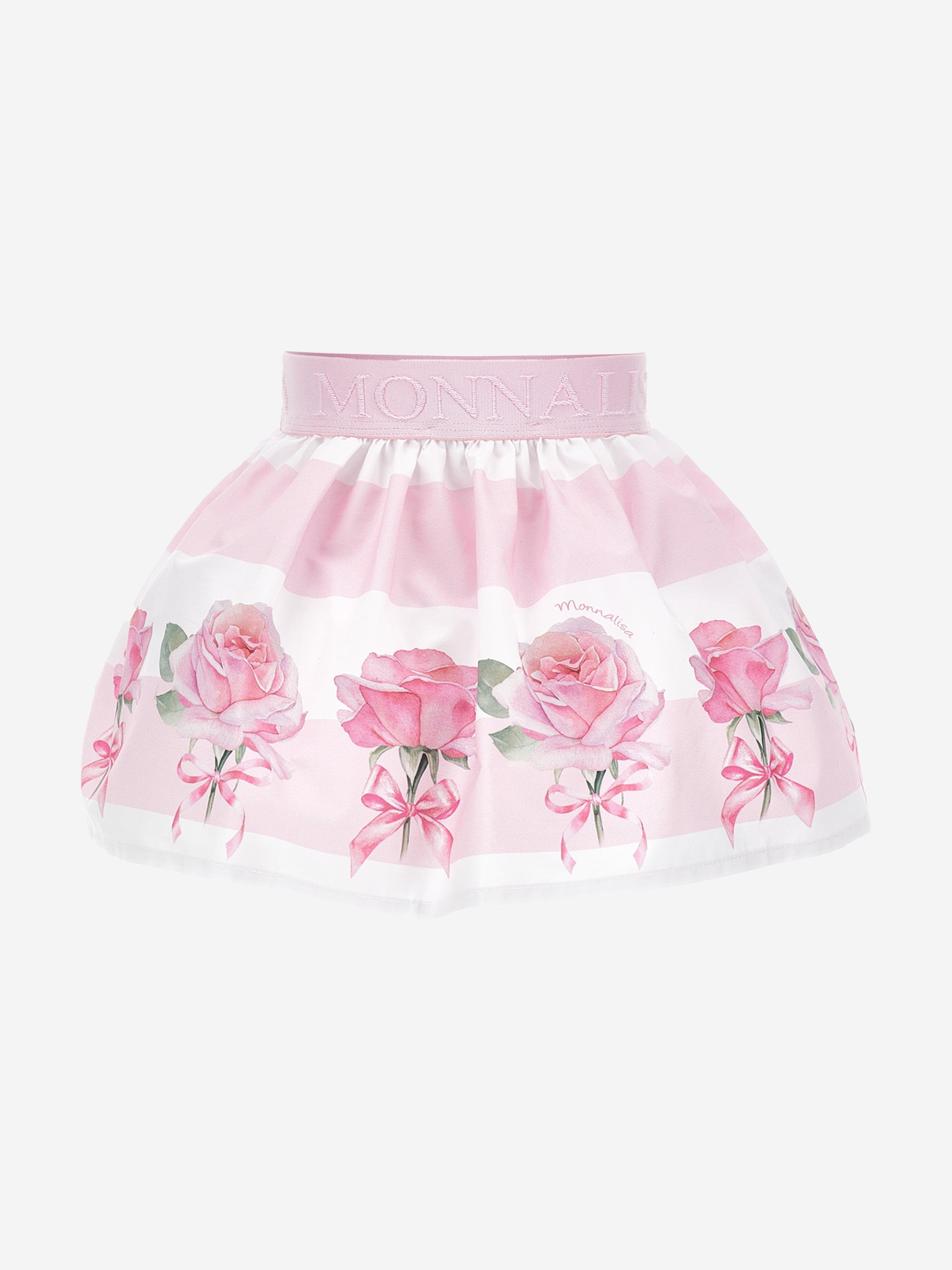Pink Striped Rose Baby Girls Skirt - Cute & Comfortable Toddler Dress for Parties, Photos & Everyday Wear