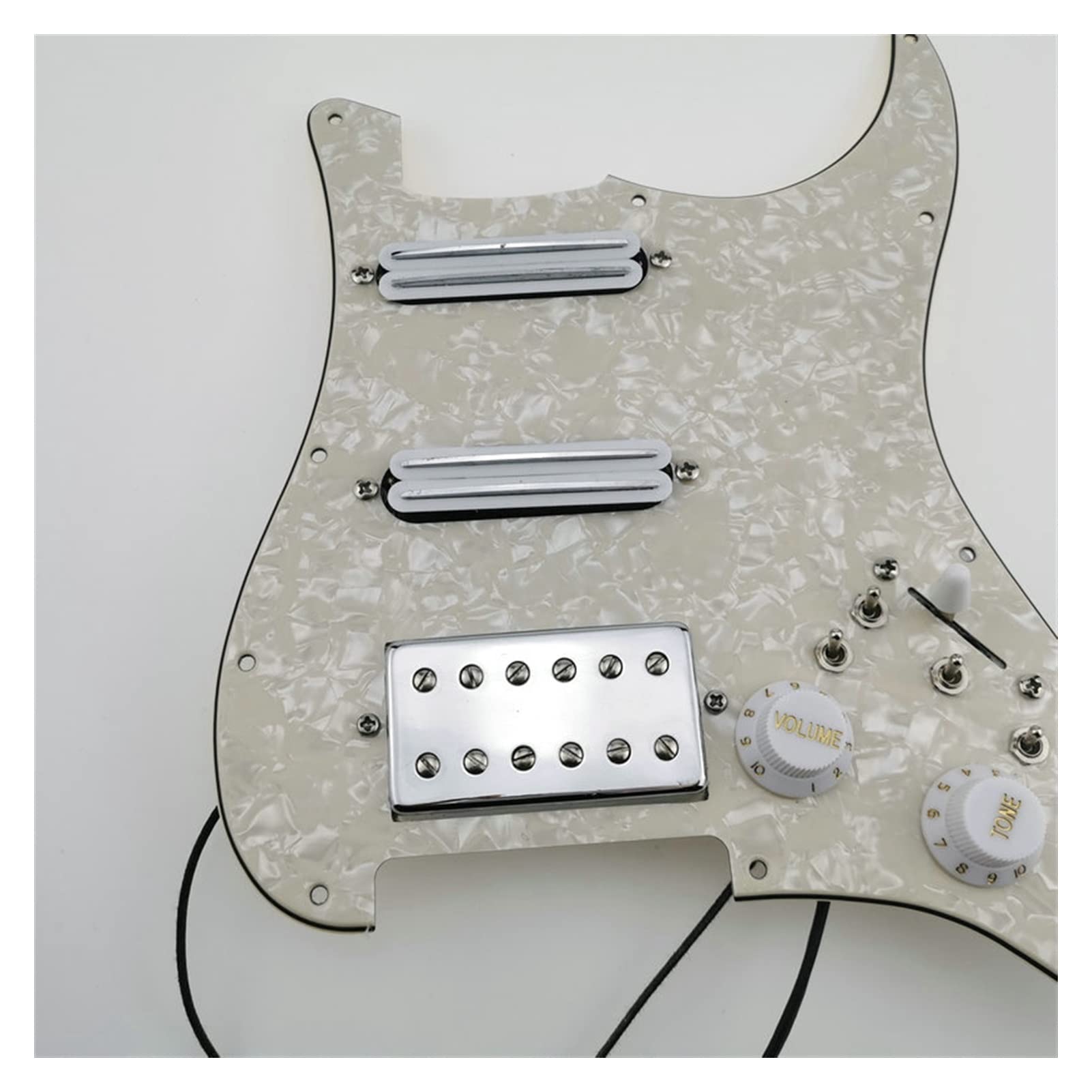 Premium Double Capacitor SSH Humbucker Pickups with Pickguard Wiring Kit - Compatible with Stratocaster Style Guitars - Perfect for Upgrading Tone & Reducing Noise in Rock, Blues & Jazz Performances
