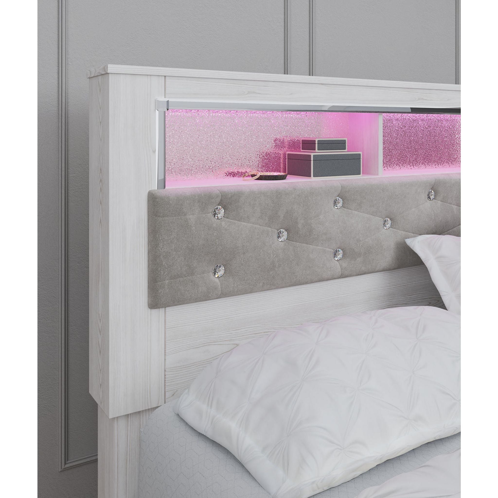 Altyra Modern Bookcase Platform Bed with Storage - Wooden Bookshelf Headboard & Underbed Storage - Perfect for Small Bedrooms, Studio Apartments & Dorm Rooms