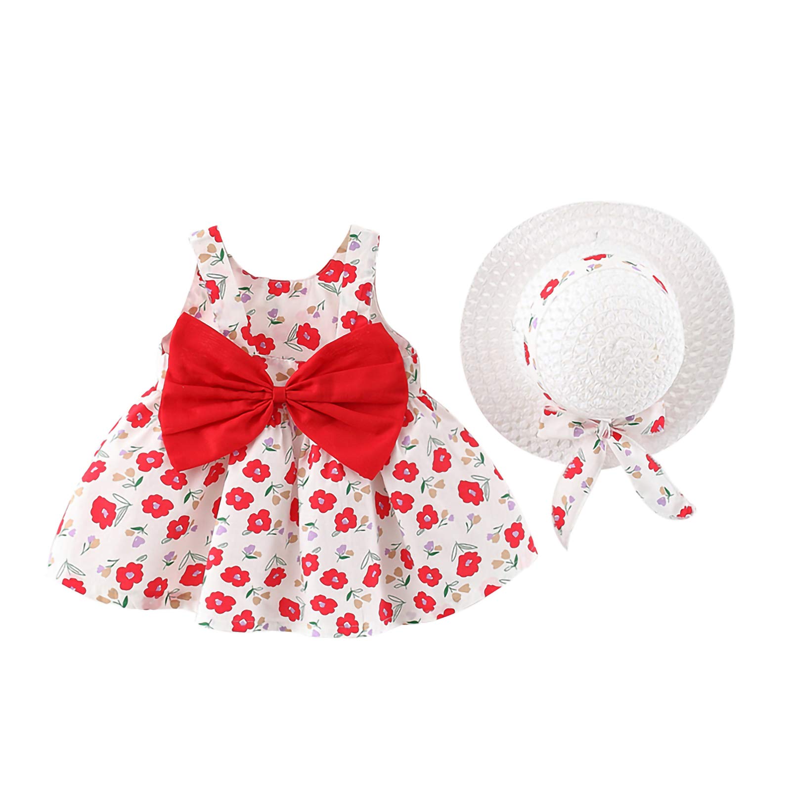 Toddler Girls Floral Sundress - Sleeveless Swing Dress with Sun Hat for Summer | Princess Dress & Skirt for Beach, Park, and Outdoor Play