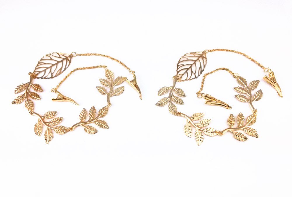 Yueton 2-Pack Fashion Women's Hair Clips - Olive Branch Tassel Leaf Design Alligator Barrettes Bobby Pins for Bridal, Wedding, Party Hairstyles | Elegant Hair Accessories for Daily Wear, Prom, Special Occasions