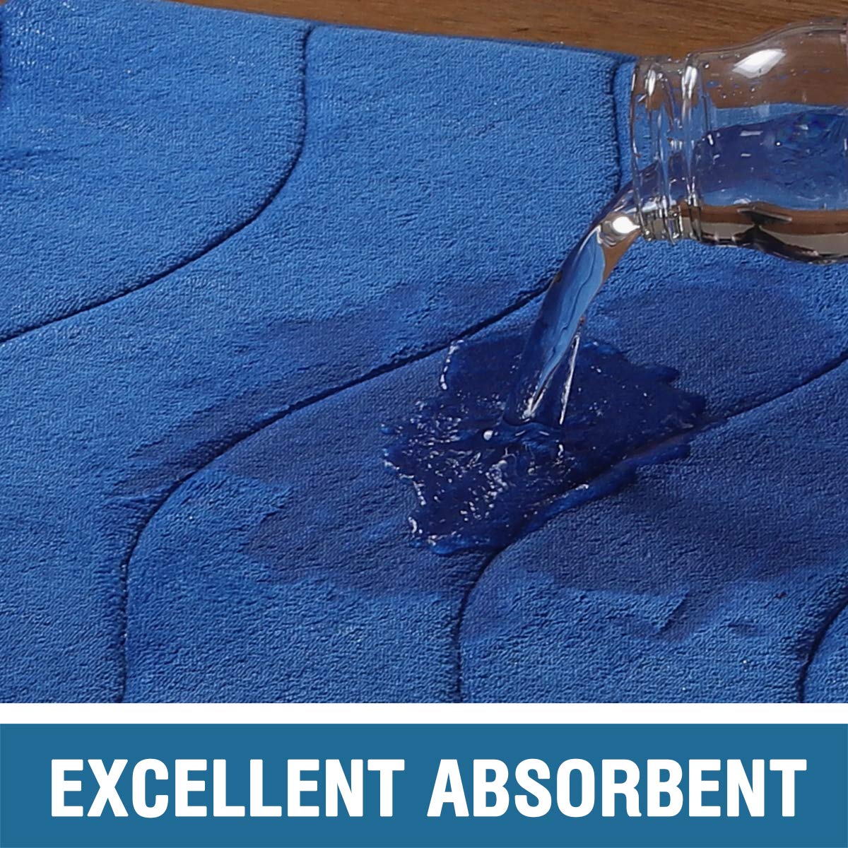 Premium Flamingo Print Memory Foam Bathroom Mat - Super Soft Non-Slip Shower Rug (24x36 Inches) in Royal Blue - Perfect for Bathroom, Shower & Spa Decor