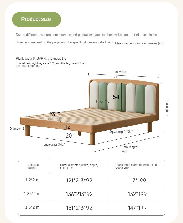 Solid Beech Wood Soft Single Kids Bed - Durable & Safe Children's Bedroom Furniture for Toddlers & Teens - Perfect for Bedrooms, Daycare, and Guest Rooms