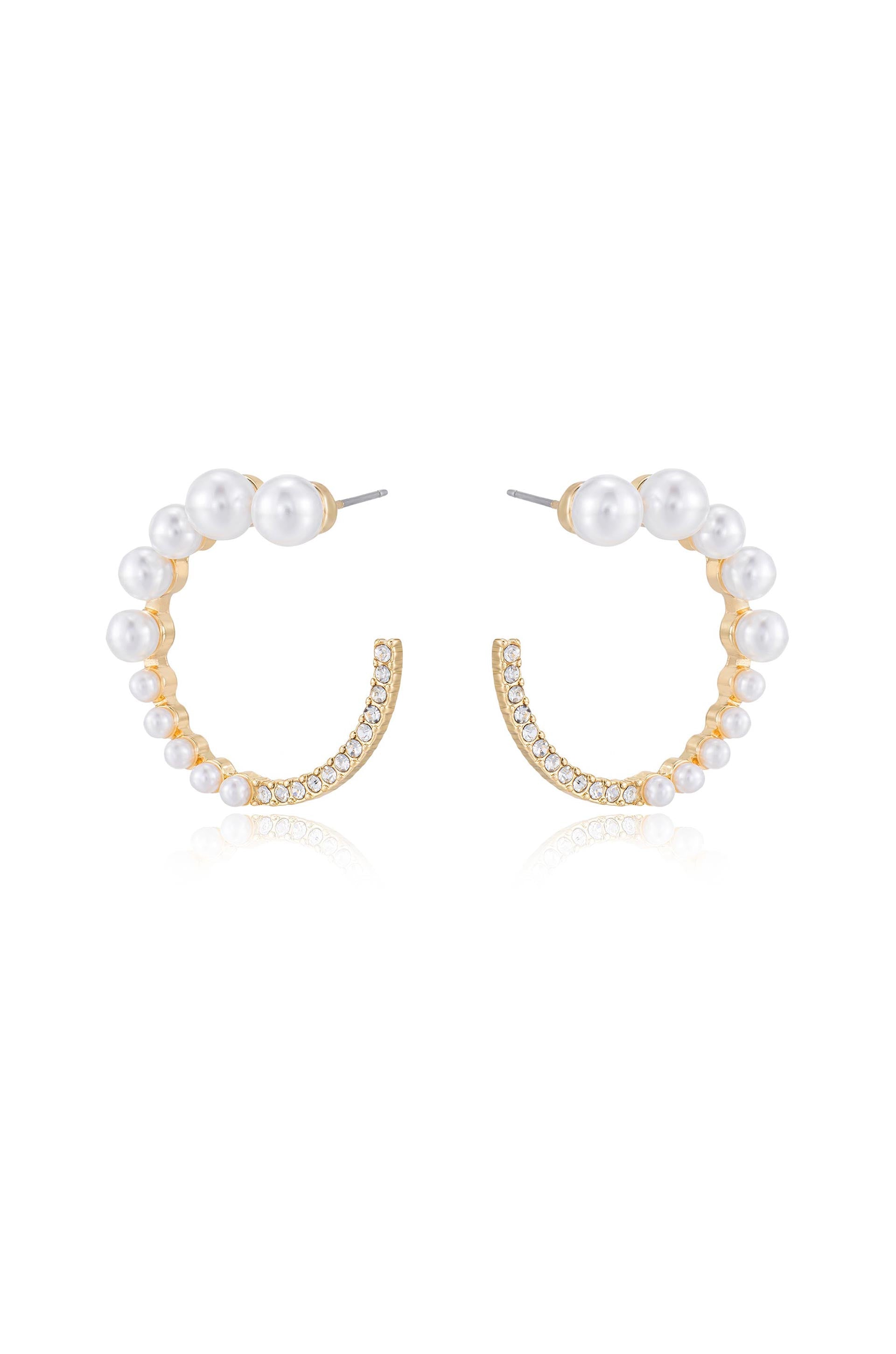 Elegant Pearl and Crystal Open Circle Earrings for Women - Fashion Statement Jewelry for Parties, Weddings & Everyday Wear