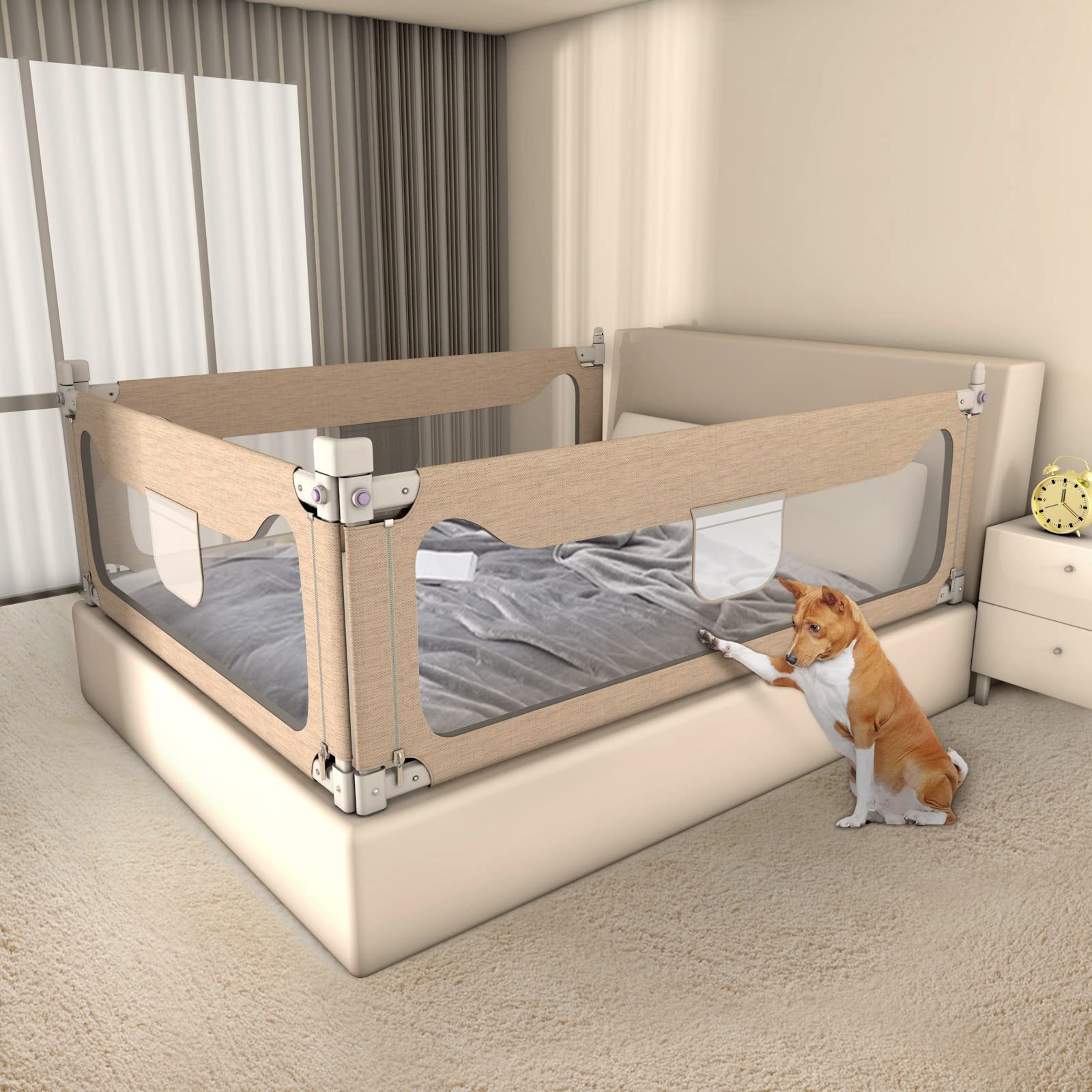 MagicFox Extra Tall Bed Rails for Toddlers - Safety Bed Guard Rails for Kids (74.8