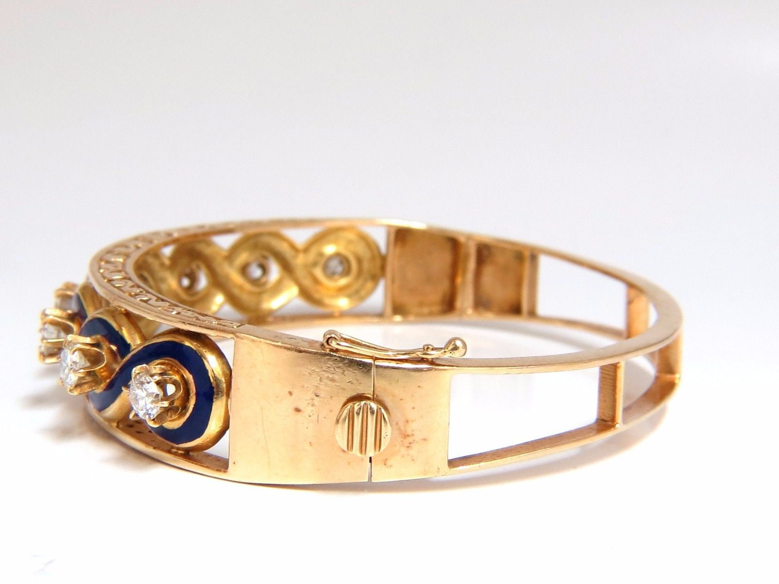 Victorian Style 14kt Gold Diamond Braided Bangle Bracelet - Handmade Interwoven Design for Women, Perfect for Weddings, Parties & Special Occasions