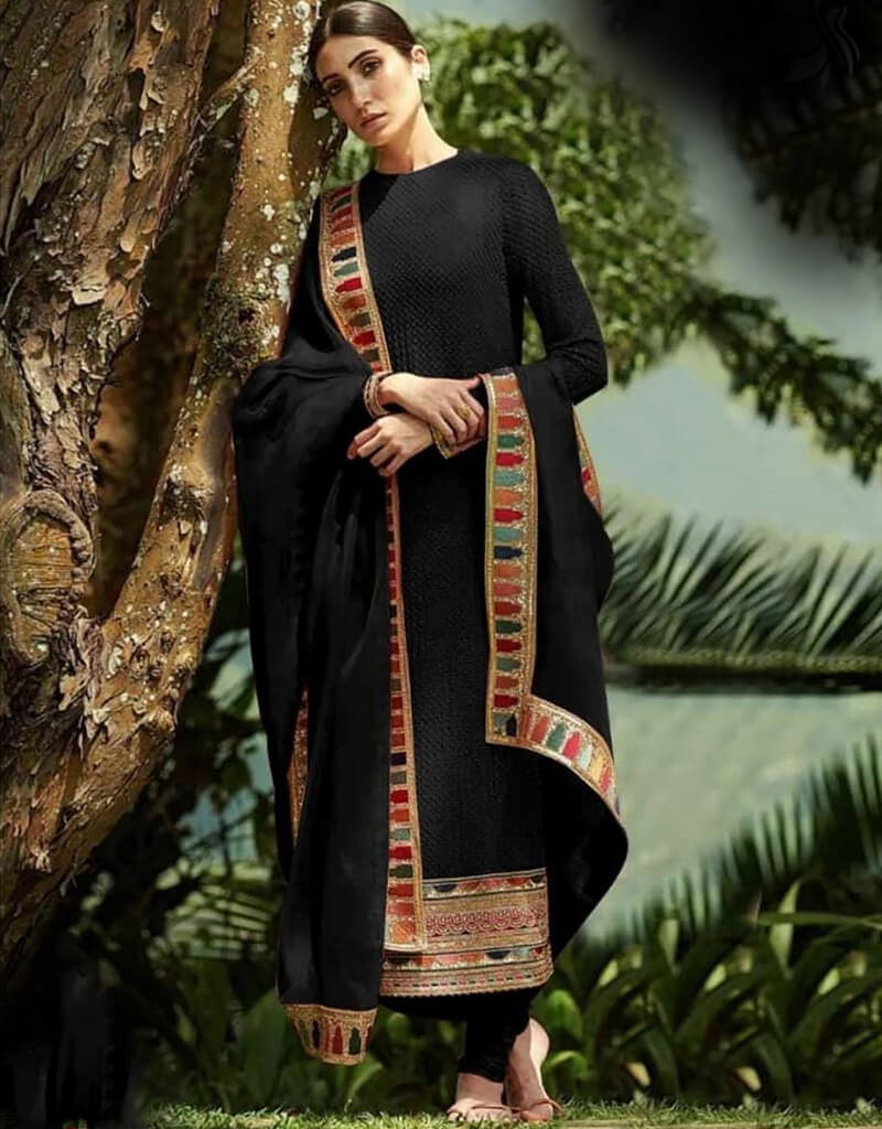 Black Straight Leg Pants - Faux Georgette Fabric for Women | Office Wear, Casual Outfits & Evening Occasions