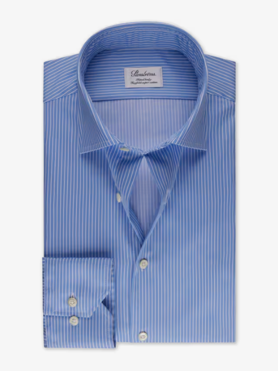 Premium STENSTROMS Blue Striped Dress Shirt for Men - Formal Business Attire & Office Wear - Perfect for Weddings, Interviews & Professional Events