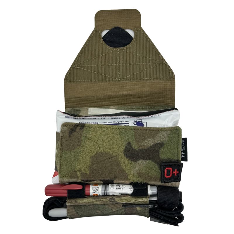 IFAK Belt Kit - Tactical First Aid Pouch in MultiCam | Compact Medical Supplies for Outdoor, Hiking & Emergency Preparedness