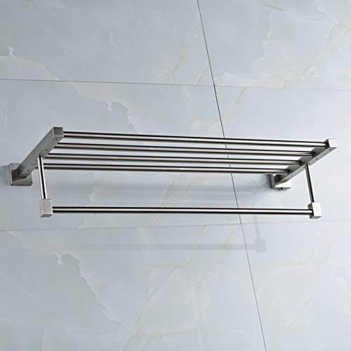 Stainless Steel Wall Mounted Foldable Bathroom Shelf & Towel Rack - 304 Grade Rustproof Organizer for Towels, Robes & Bath Accessories | Space-Saving Solution for Small Bathrooms & Spa-Like Showers