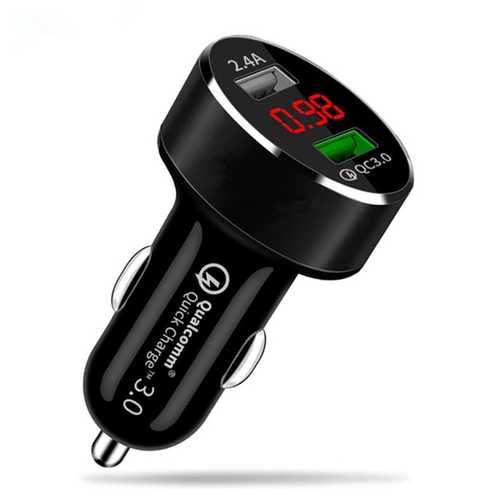 Bakeey 18W QC3.0 Fast Car Charger with LED Display - Dual USB Port Charger for iPhone X/8/8 Plus, OnePlus 6, Xiaomi 6, Samsung S9 - Perfect for Road Trips & Daily Commute