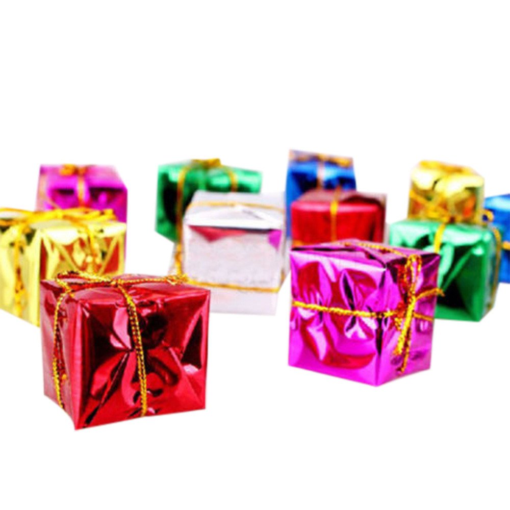 12pcs Mini Christmas Ornaments Set - Foam Gift Box for Xmas Tree Hanging Decorations | Holiday Party & Home Decoration | Perfect for Tree Trimming, Gift Wrapping & Festive Home Decor