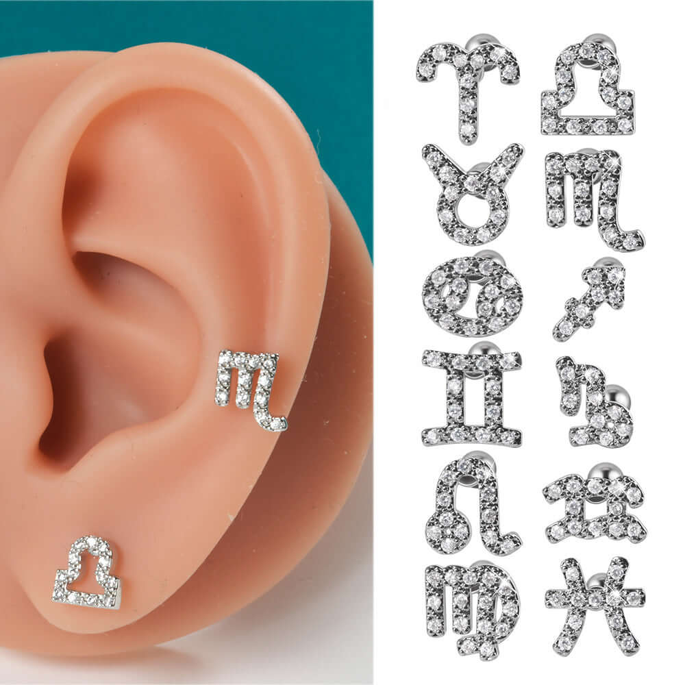 20G Constellation Barbell Cartilage Earring - Zodiac Sign Conch Stud Piercing Jewelry | DL061 | Perfect for Cartilage, Helix & Conch Piercings