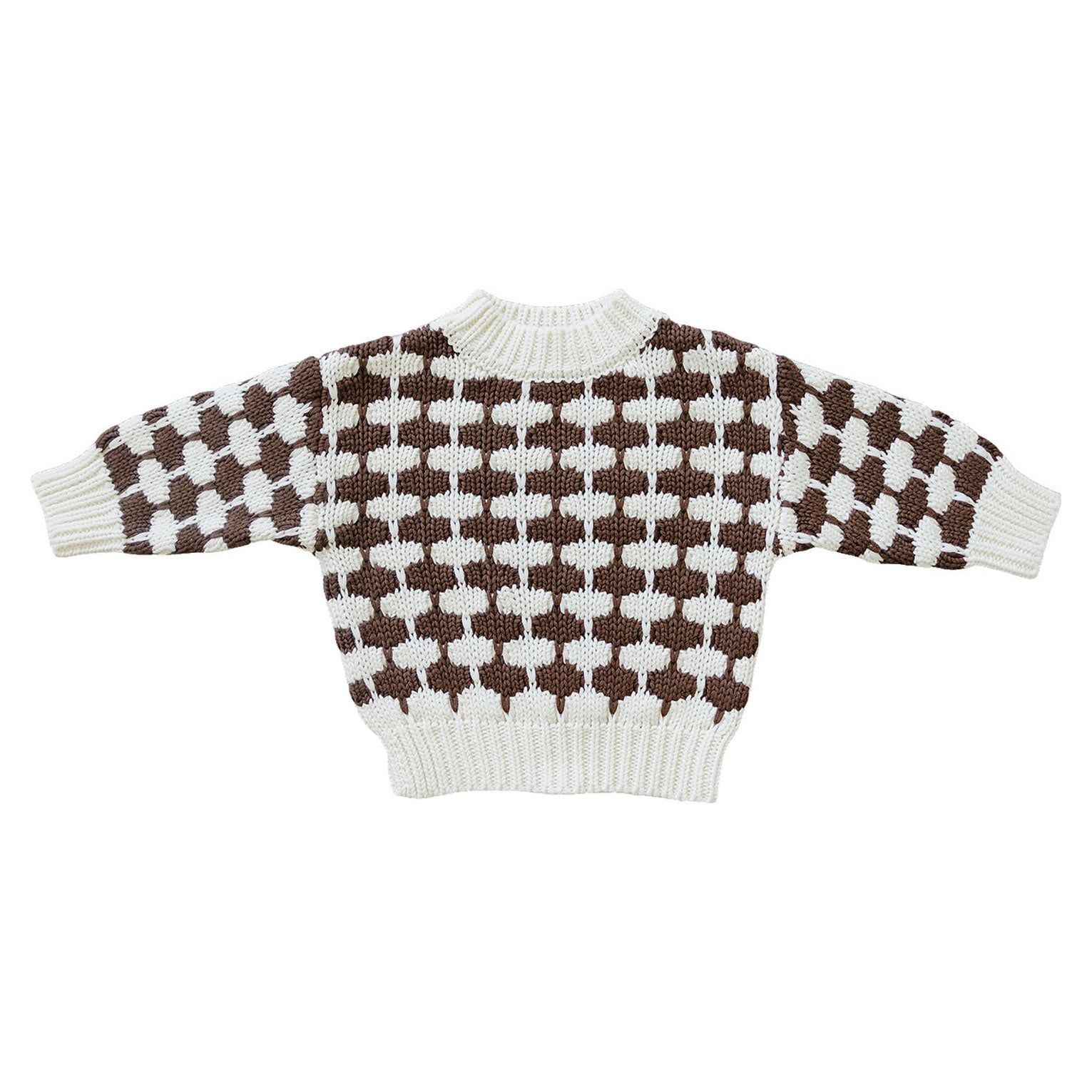 Cozy Brown & Cream Knit Sweater for Women - Soft Winter Pullover for Casual Outfits & Cold Weather