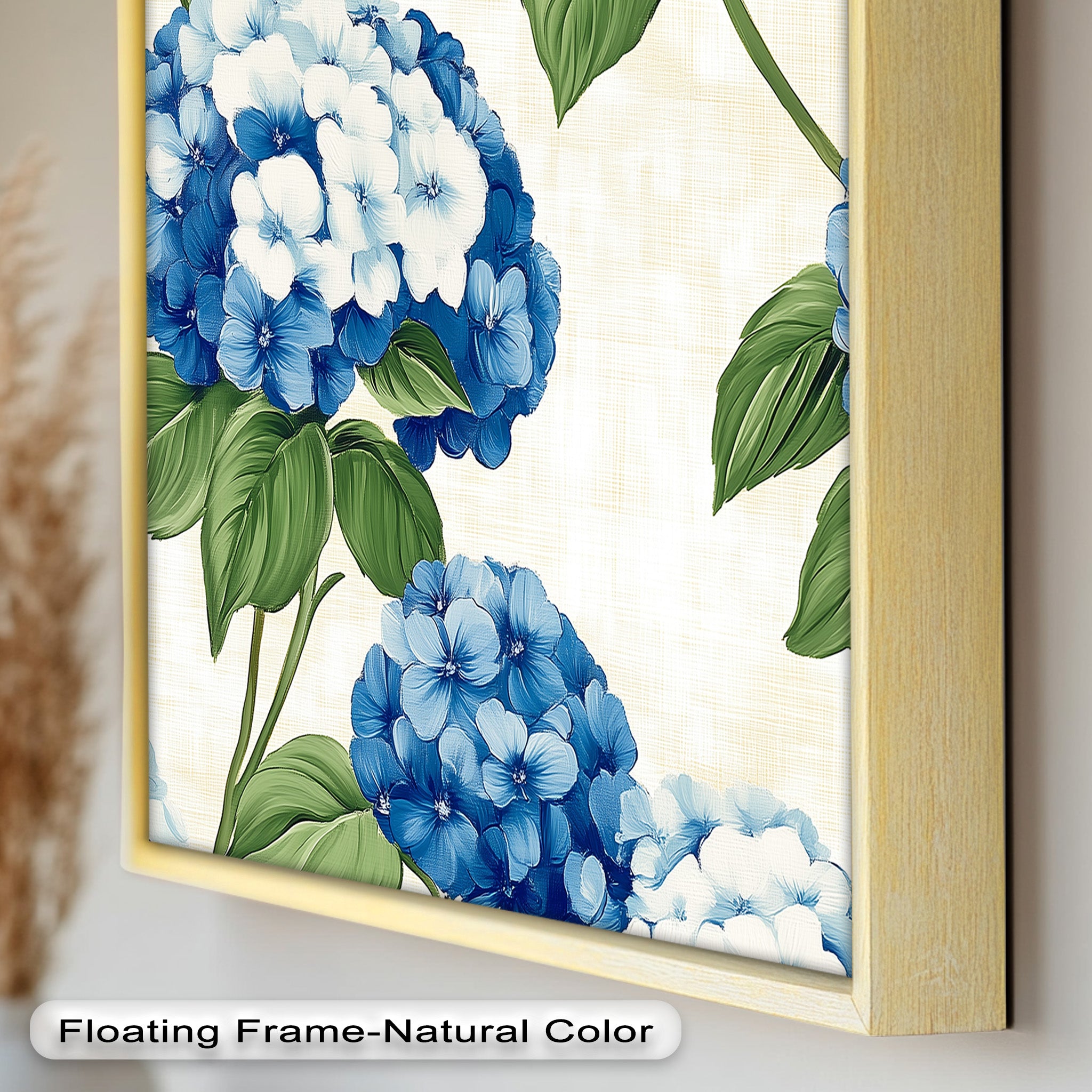 Blue and White Blooming Flower Oil Painting - Handmade Canvas Art for Home Decor, Living Room, Bedroom & Office Wall
