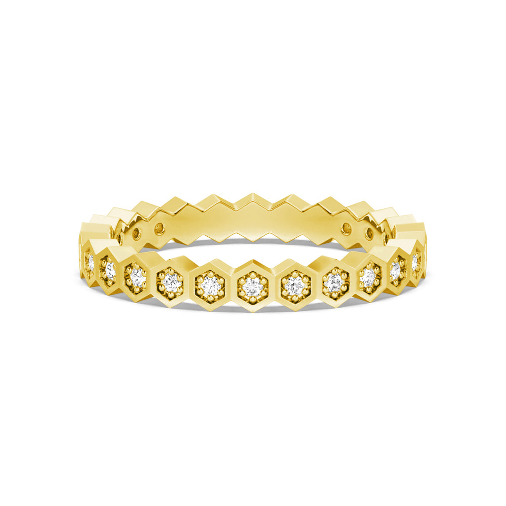 Lab Grown Diamond Half Eternity Ring - Geometric Wedding Band for Women, 14K White Gold Engagement Ring, Perfect for Anniversary, Proposal & Everyday Elegance