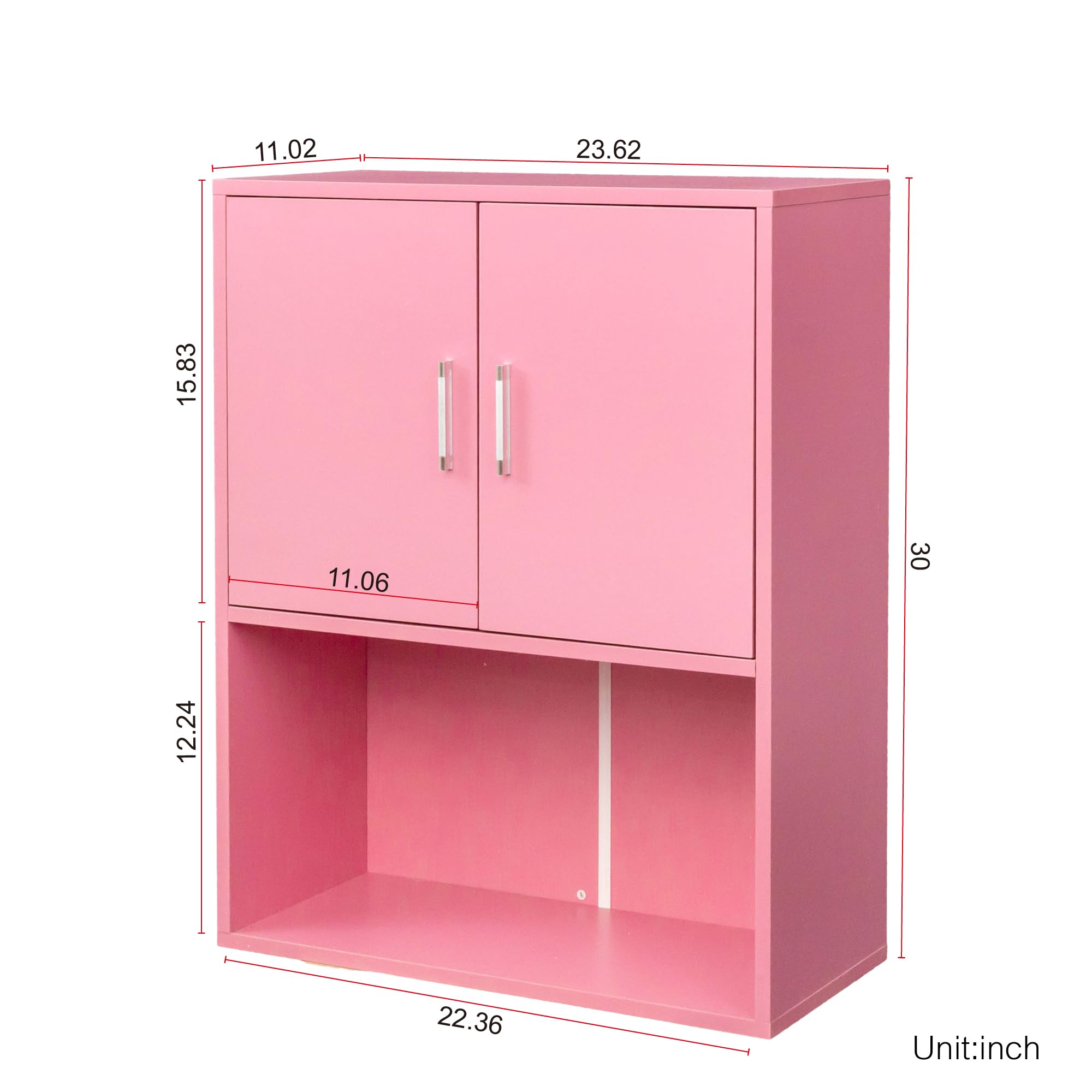 Modern Pink Wall Mounted Salon Cabinet - 2 Doors & Open Shelf Locking Storage for Barber Shop, Beauty Spa - Perfect for Organizing Hair Styling Tools, Salon Supplies & Equipment
