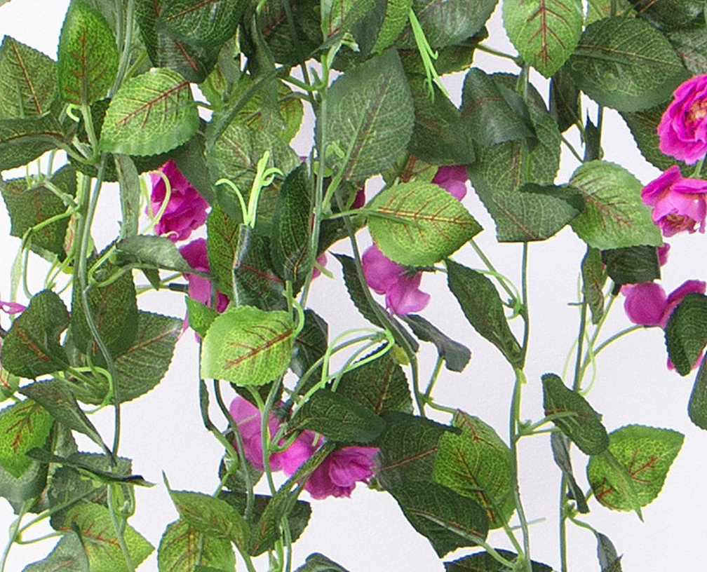 Artificial Purple Silk Rose Vine - Fake English Ivy Hanging Plant for Indoor Balcony, Outdoor Swing & Eaves Decor - Perfect for Wedding, Home & Garden Decoration