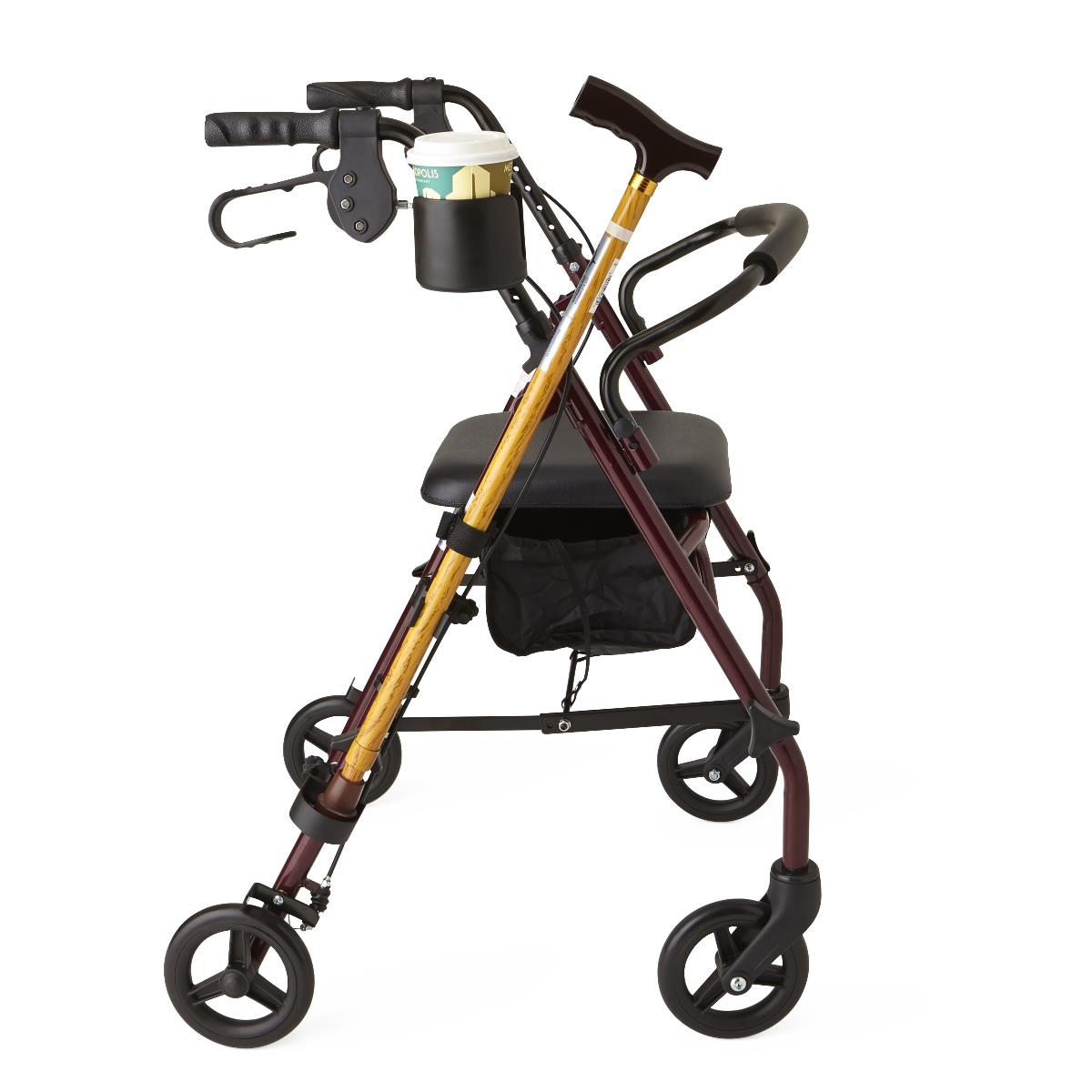Sturdy Cup and Cane Holder - Adjustable Walking Stick Accessory for Seniors & Disabled - Perfect for Travel, Hiking, and Daily Use