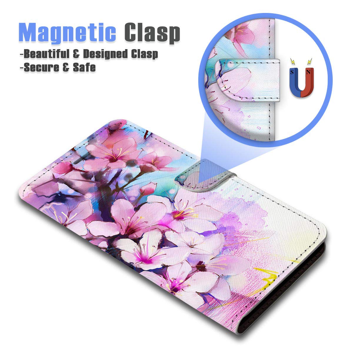 Premium Flip Wallet Phone Case for iPhone 12 Pro Max - Cherry Blossom Floral Design (A22015) | Slim Protective Cover with Card Slots | Perfect for Everyday Use, Business Meetings & Travel