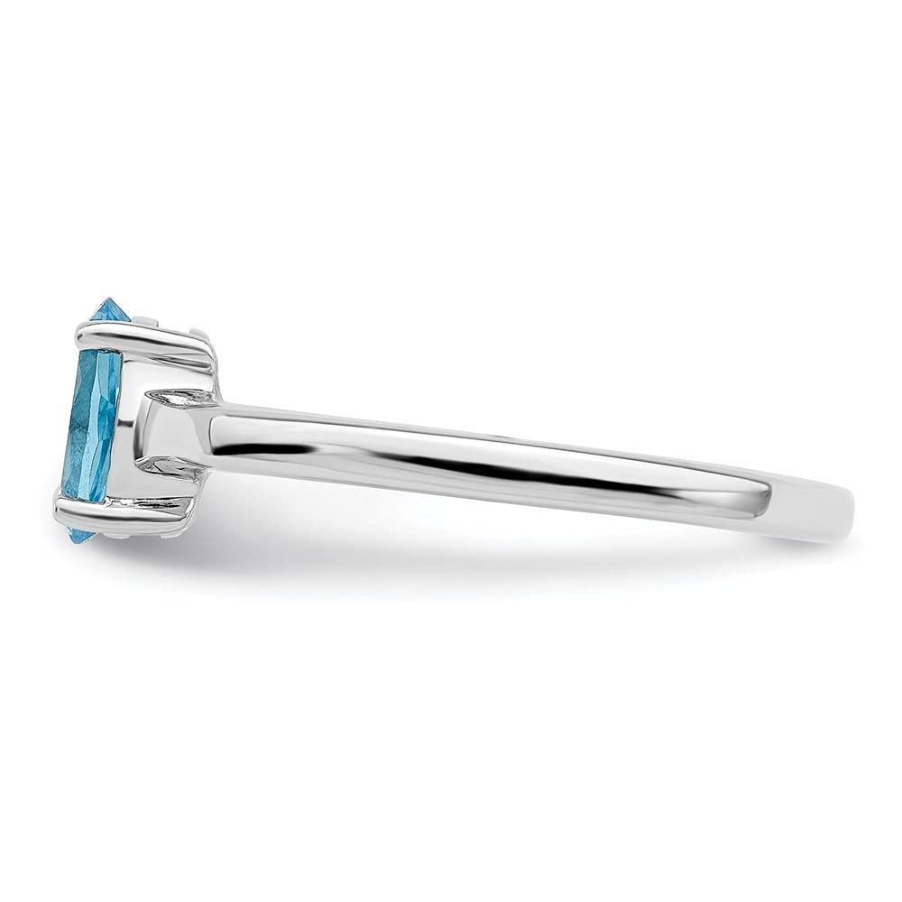 925 Sterling Silver Rhodium Plated Swiss Blue Topaz Engagement Ring - 1.92ct Oval Cut Gemstone for Women | Diamond2Deal | Perfect for Proposals, Anniversaries & Special Occasions