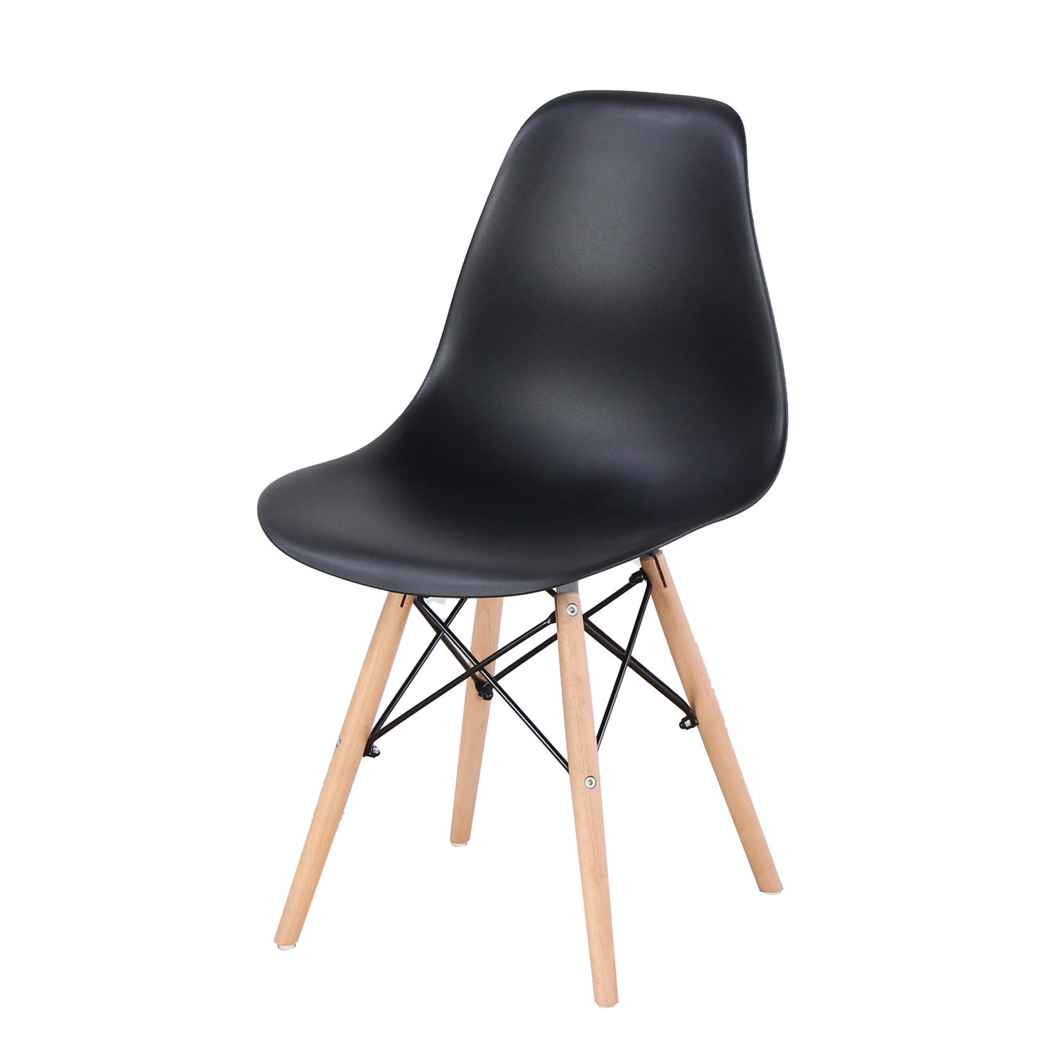 4-Piece Scandinavian Style Dining Chair Set - PPS Plastic Shell, Upgraded Iron Frame & Solid Wood Legs - Perfect for Kitchen, Dining Room, and Breakfast Nook