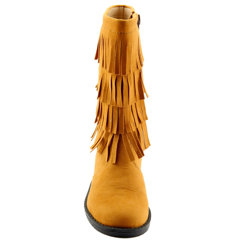 The Doll Maker Women's Tall Fringe Flat Suede Boots - Boho Western Ankle Booties for Fall Fashion & Country Music Festivals