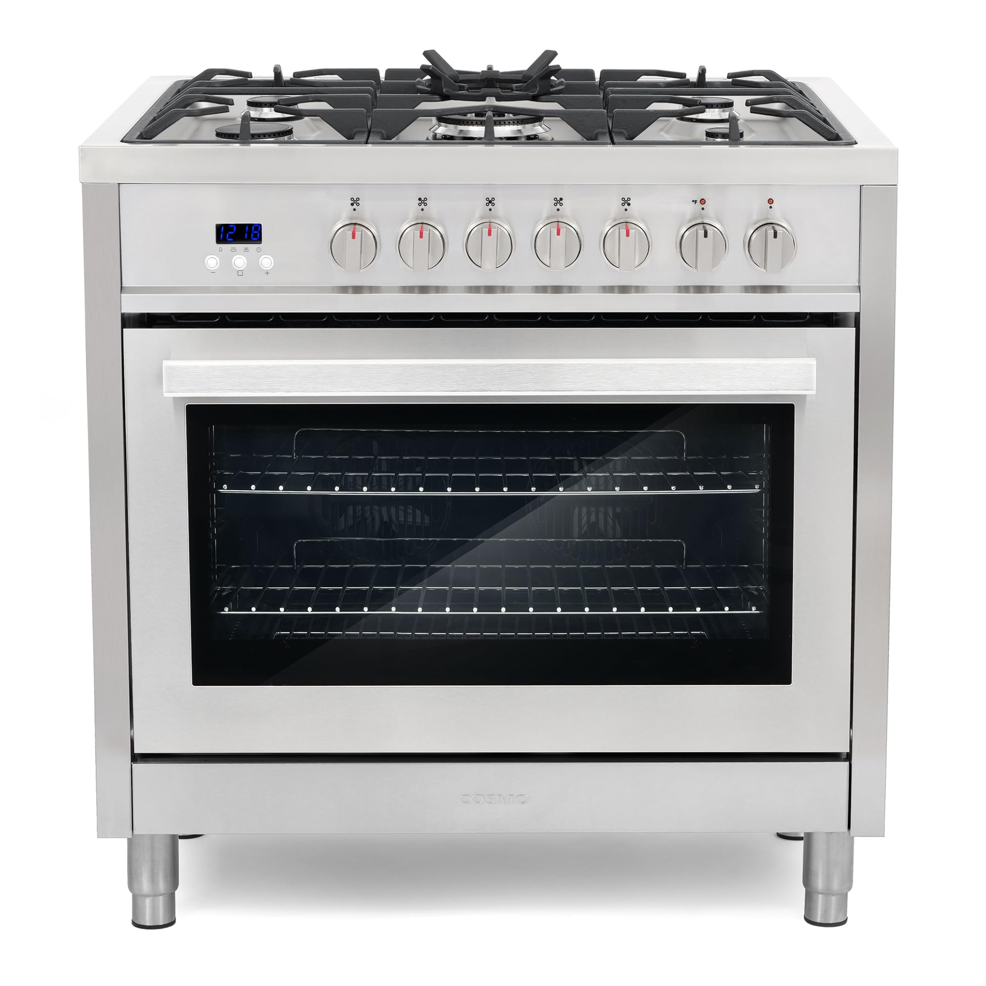 COSMO F965 36-inch Stainless Steel Dual Fuel Range - 3.8 cu. ft. Capacity, 5 Sealed Burners & 8-Function Convection Oven | Perfect for Home Chefs & Modern Kitchens