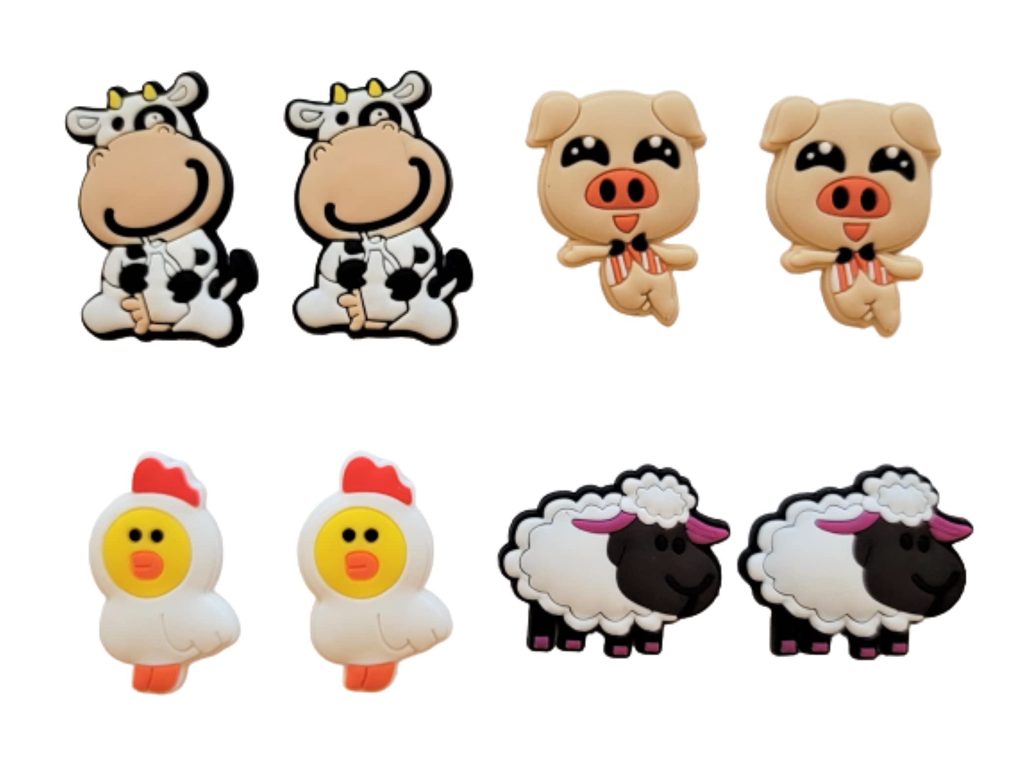 8-Piece Multicolor Barnyard Animals Shoe Charms for Crocs Clogs & Wristbands - Fun Farm-Themed Accessories for Kids & Adults | Perfect for Playtime, Parties & Everyday Wear