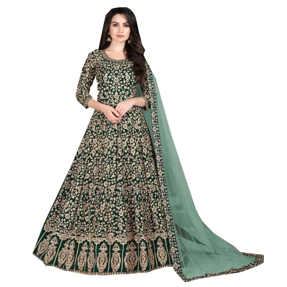 PINKKART Pakistani Faux Georgette Embroidered Anarkali Gown Suit for Women - Elegant Wedding, Party & Festival Outfit - Perfect Muslim Dress Gift 4746 | Ideal for Eid Celebrations, Bridal Showers & Special Occasions