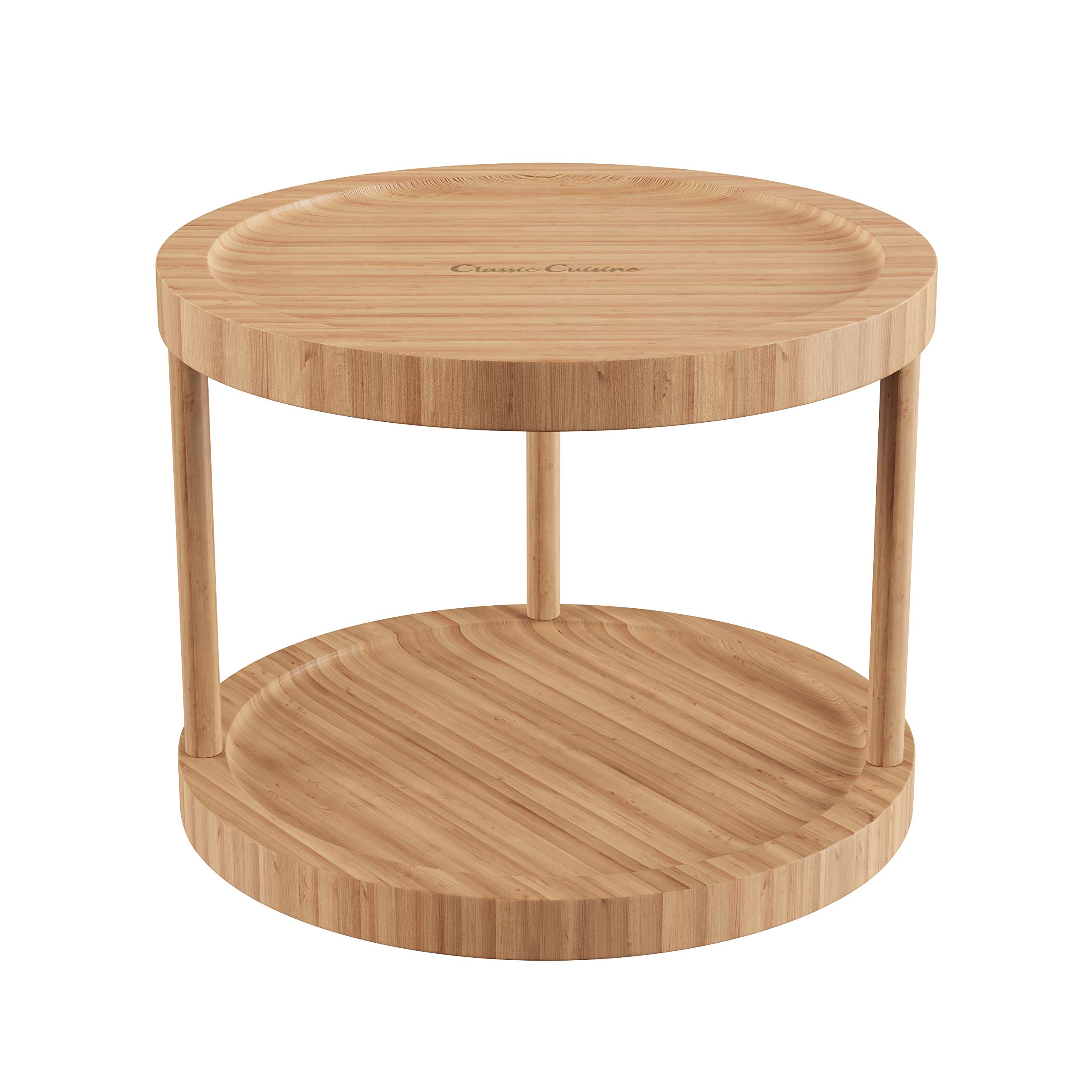 All-Natural Bamboo 10-Inch Two-Tier Lazy Susan Turntable - Round Kitchen Organizer for Spices, Condiments & Makeup | Perfect for Pantry, Dining Table & Vanity Display