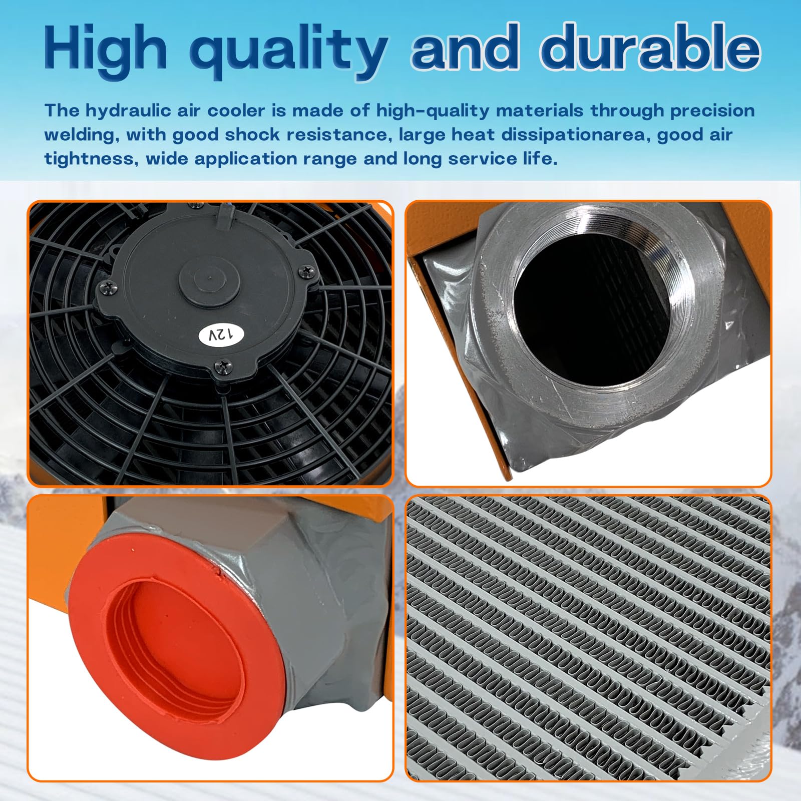 AH1012T-CA Hydraulic Oil Cooler - 120W Air Cooled Radiator, 12VDC, 100L/min Flow Rate with Precision Welding & High-Efficiency Fan - Ideal for Industrial Machinery, Construction Equipment & Automotive Cooling Systems