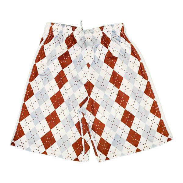 Men's Stylish Maroon & Grey Argyle Pattern Shorts - Comfortable Casual Wear for Golf, Work, and Everyday Outfits